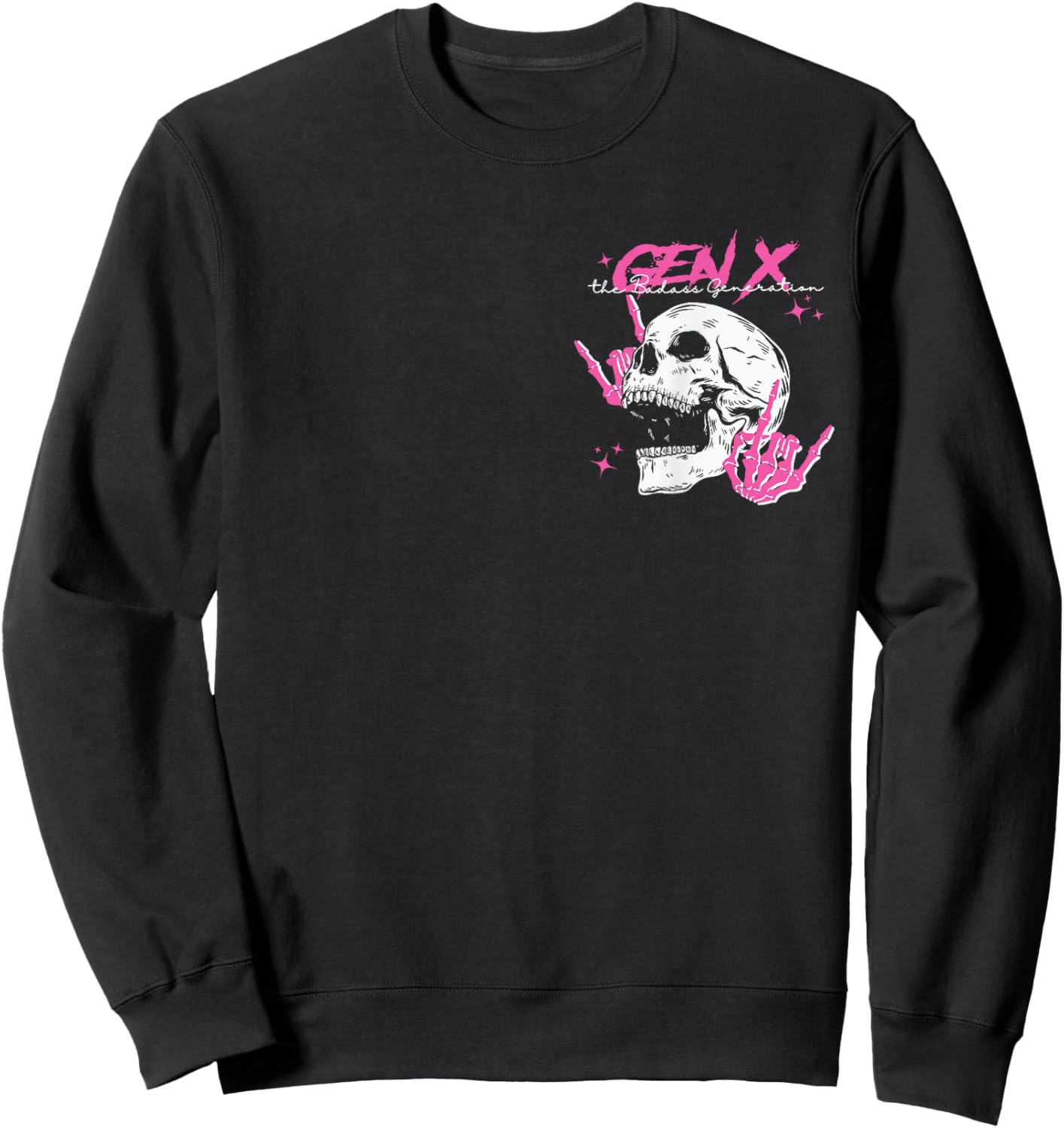 Retro Gen X The Badass-Generation Skeleton Xennial 2 Sided Sweatshirt - Sweatshirt | Black