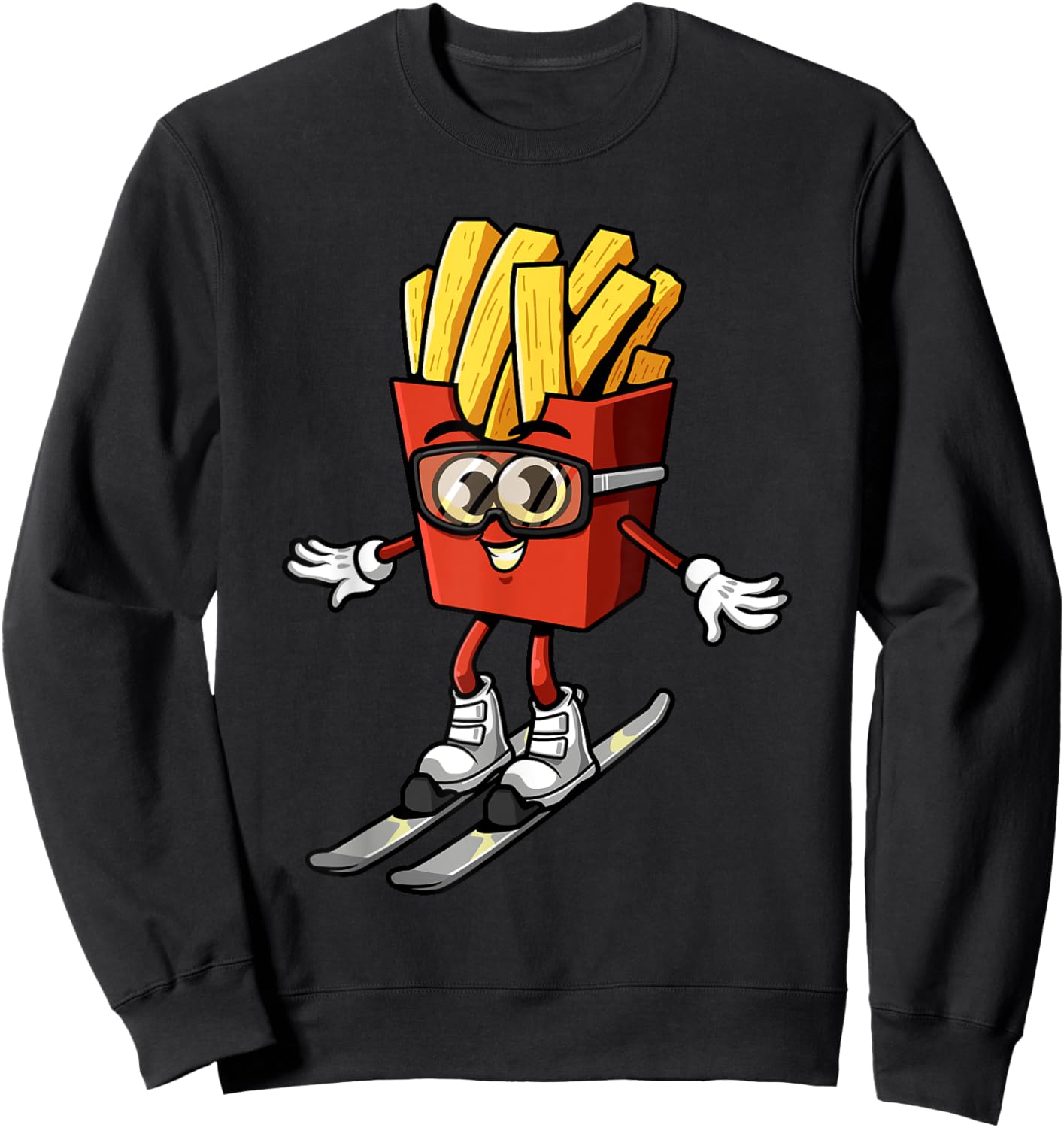 Funny French Fry Ski Potato Fries Skiing Instructor Outfit Sweatshirt - Sweatshirt | Black