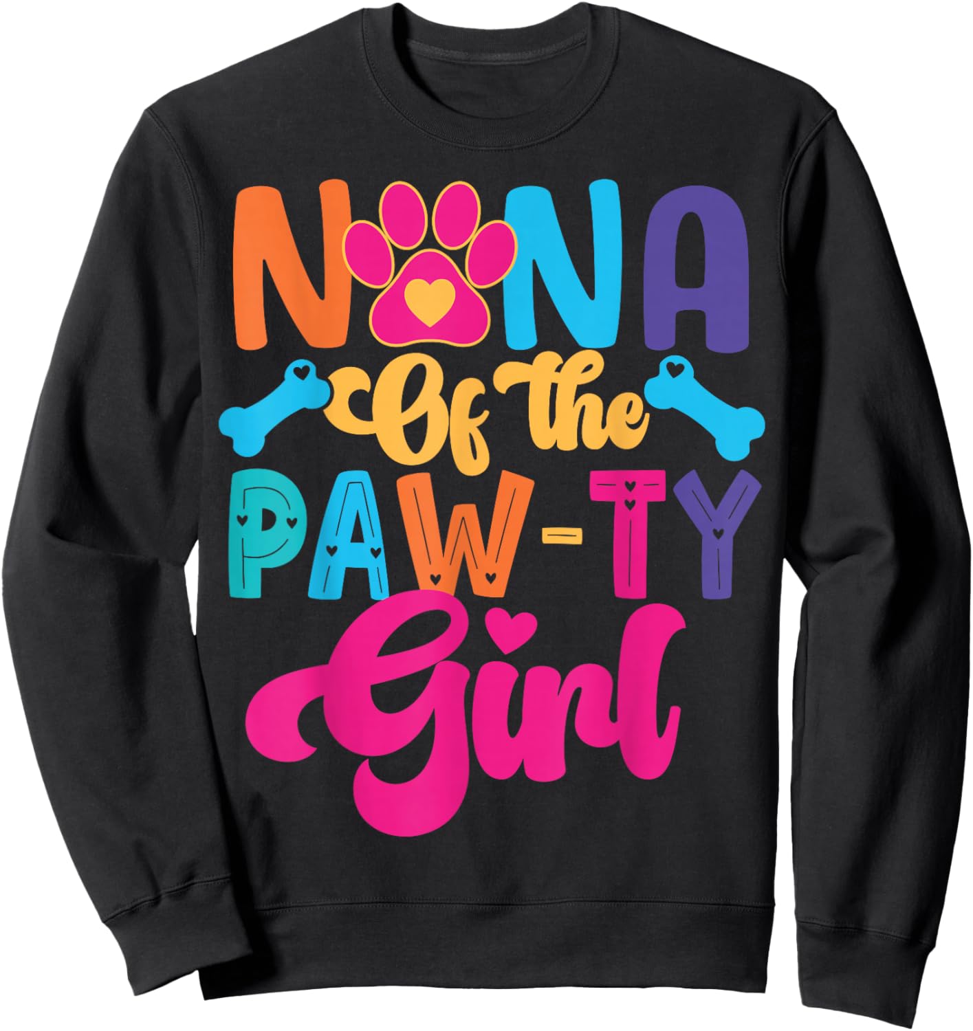 Nana Of The Birthday Girl Dog Paw Family Matching Party Sweatshirt - Sweatshirt | Black
