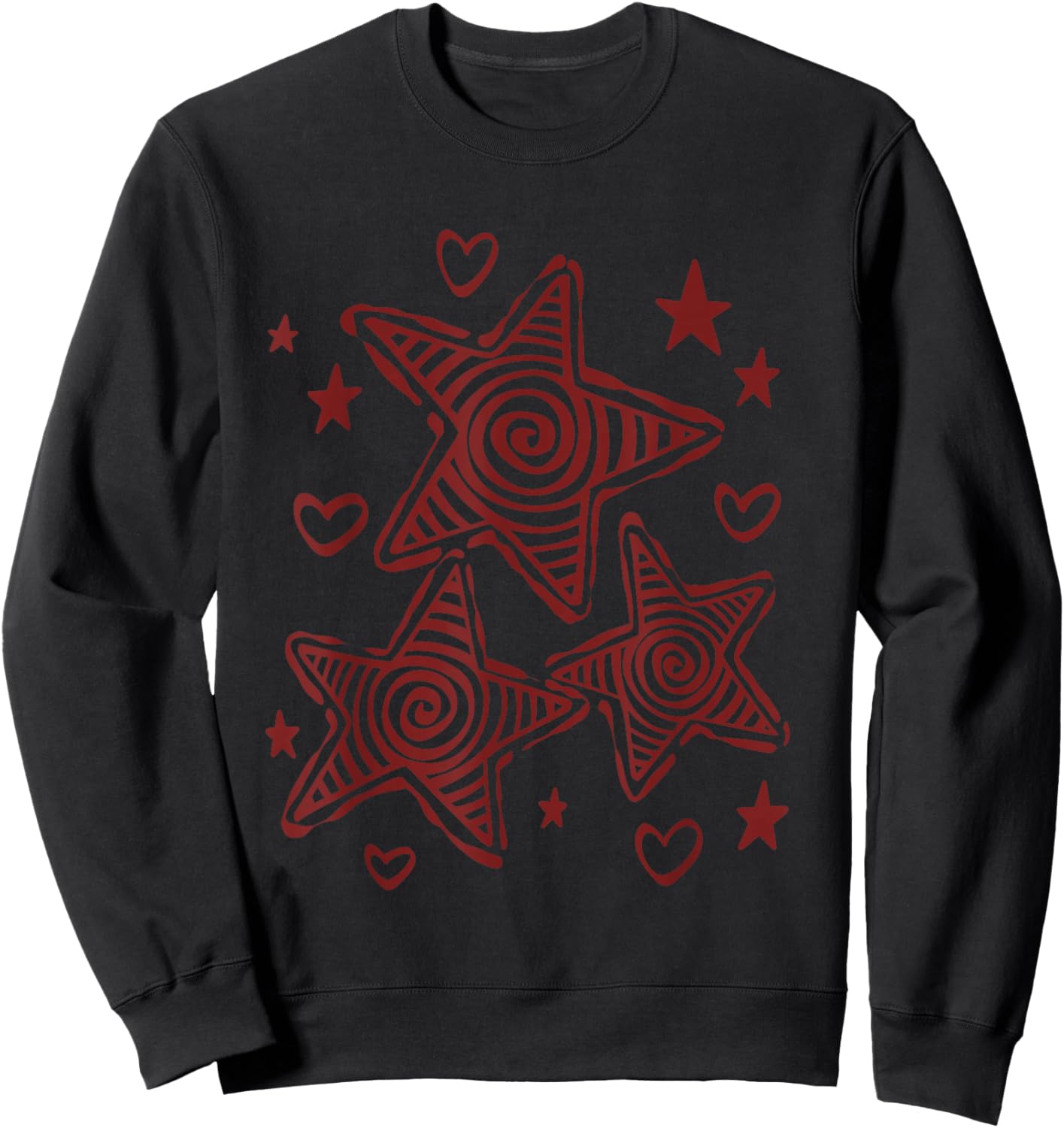 90s Y2K Star Trio Starry Sky Sweatshirt - Sweatshirt | Black