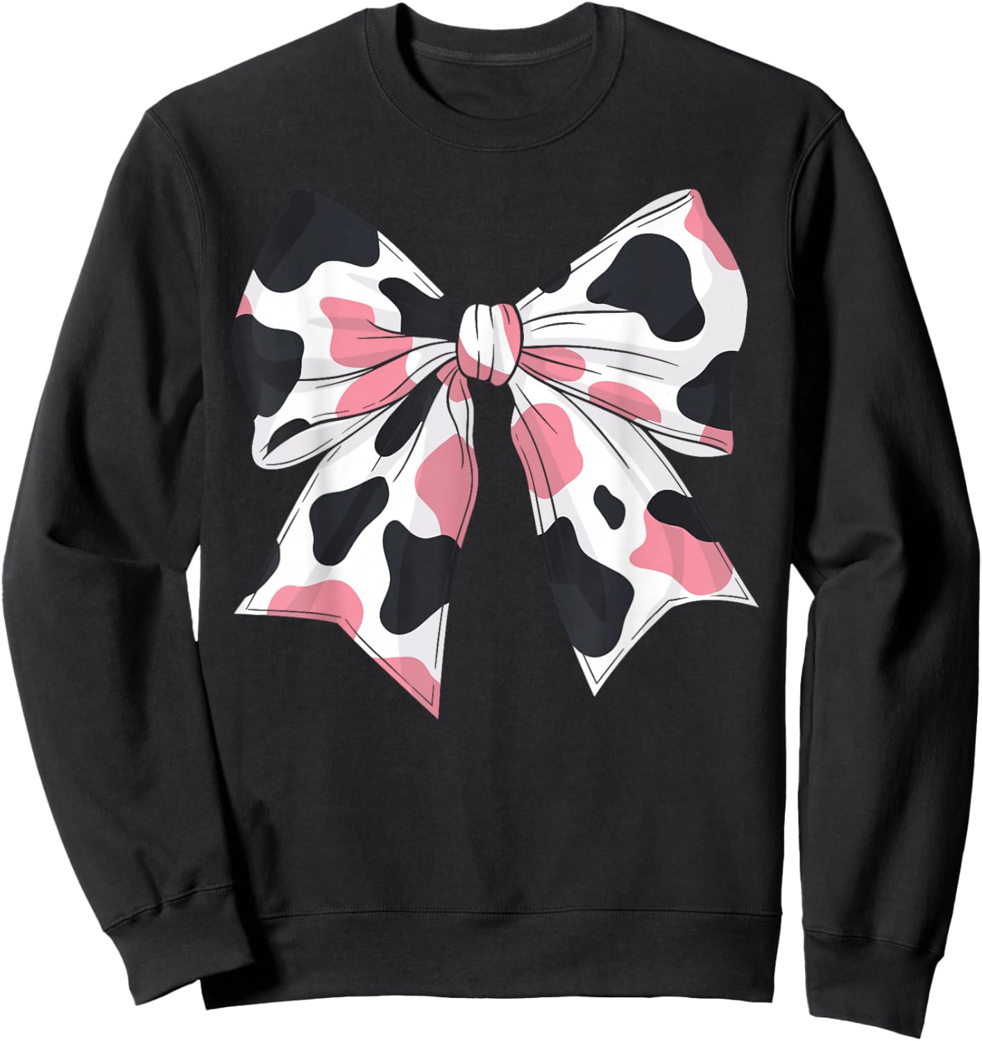 Cute Cow Print Coquette Bow Cow Mom Mommy Women Girls Kids Sweatshirt - Sweatshirt | Black