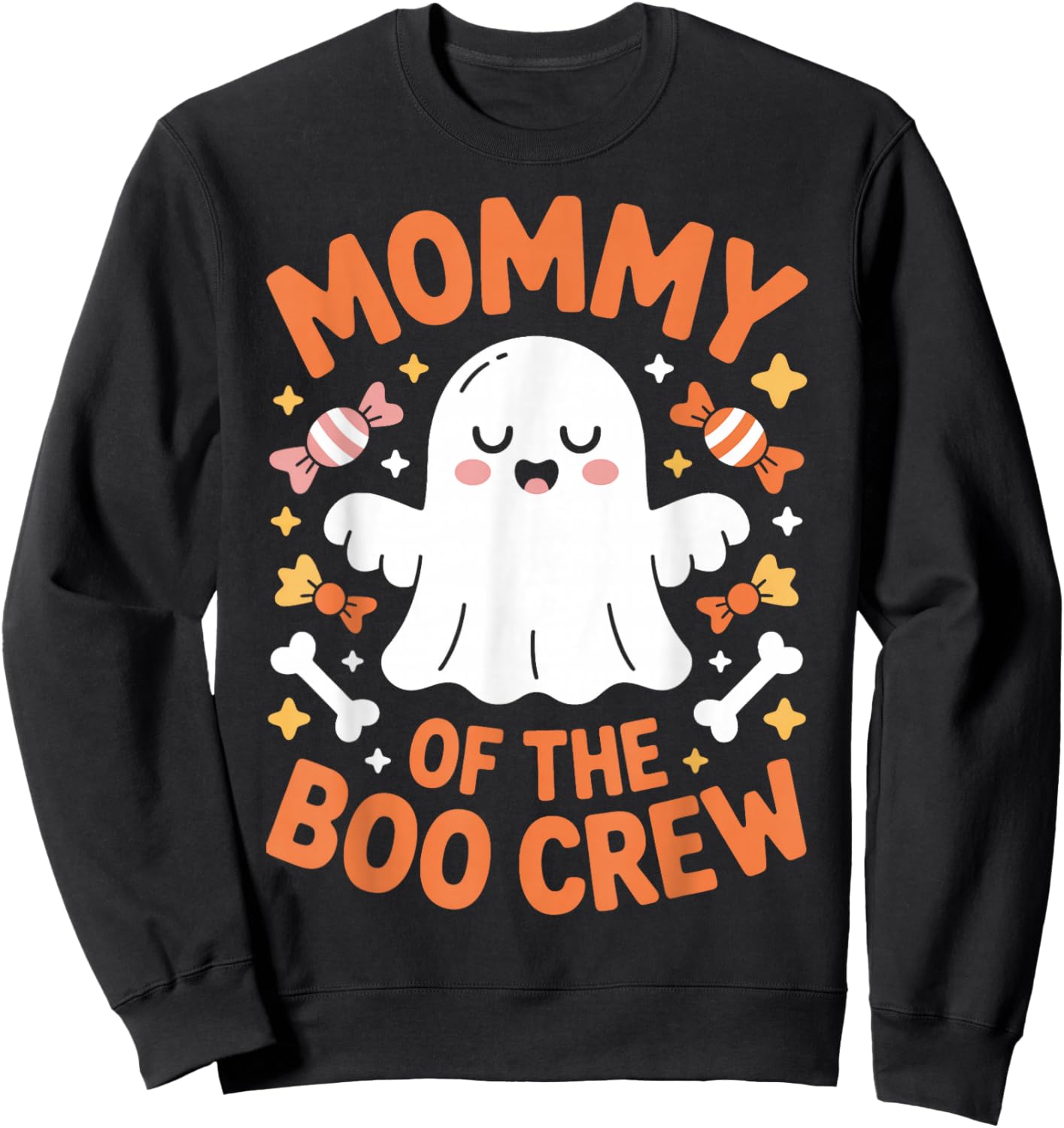 Mommy of The Boo Crew Halloween Ghost Mama Costume Sweatshirt - Sweatshirt | Black