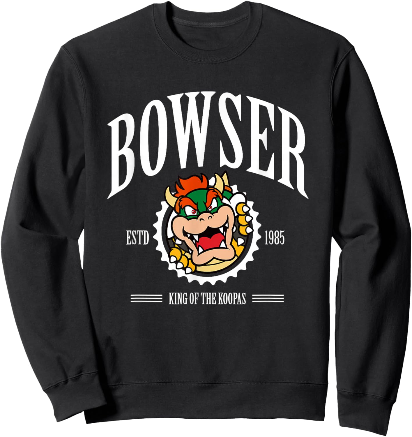 Super Mario Bros Bowser Est 1985 King Koopa Collegiate Sweatshirt - Sweatshirt | Black
