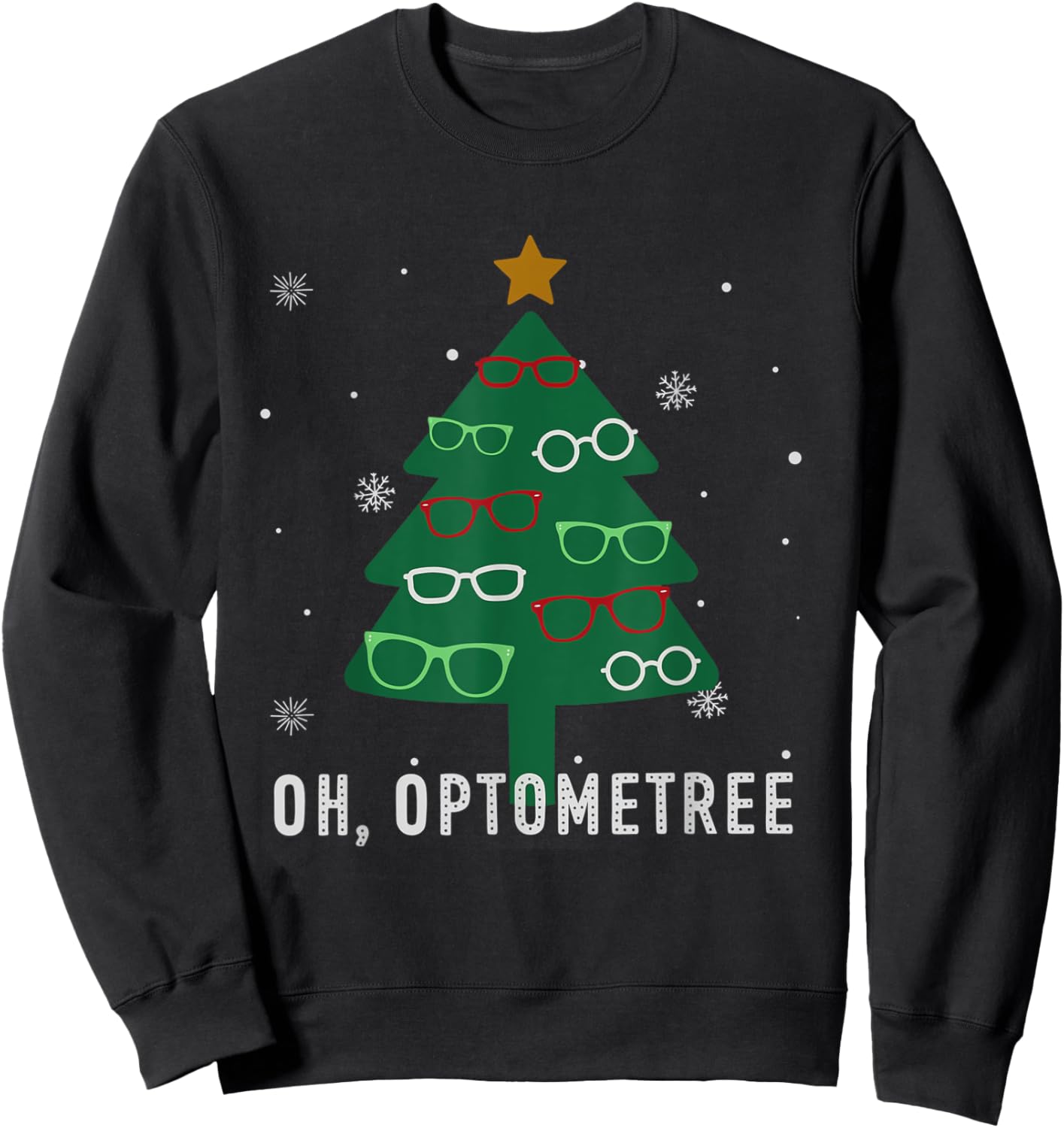 Oh Optometree Christmas Tree Optometry Student Eye Squad Sweatshirt - Sweatshirt | Black