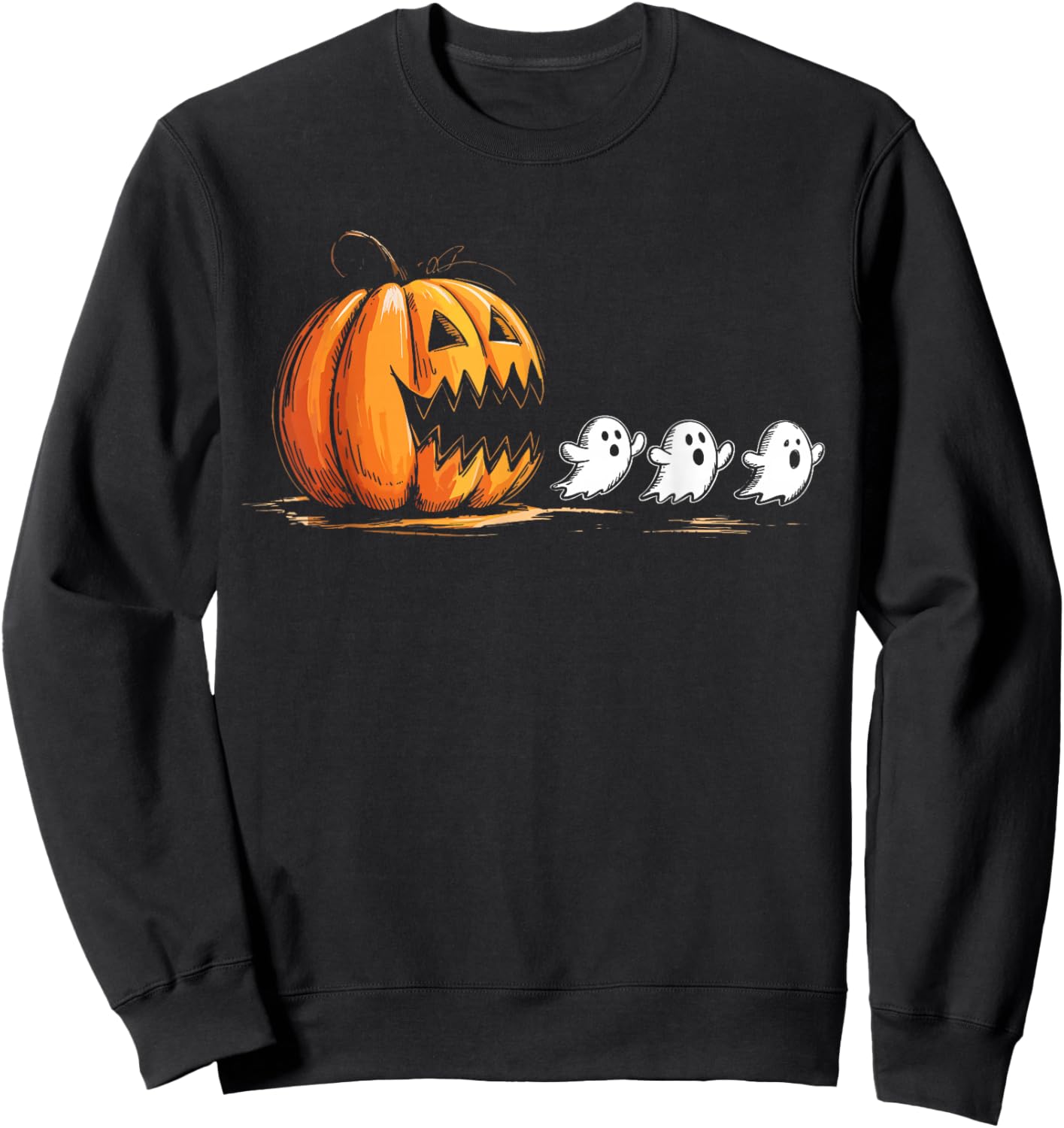 Halloween Gamer Pumpkin Eating Ghost Costume Men Boys Kids Sweatshirt - Sweatshirt | Black
