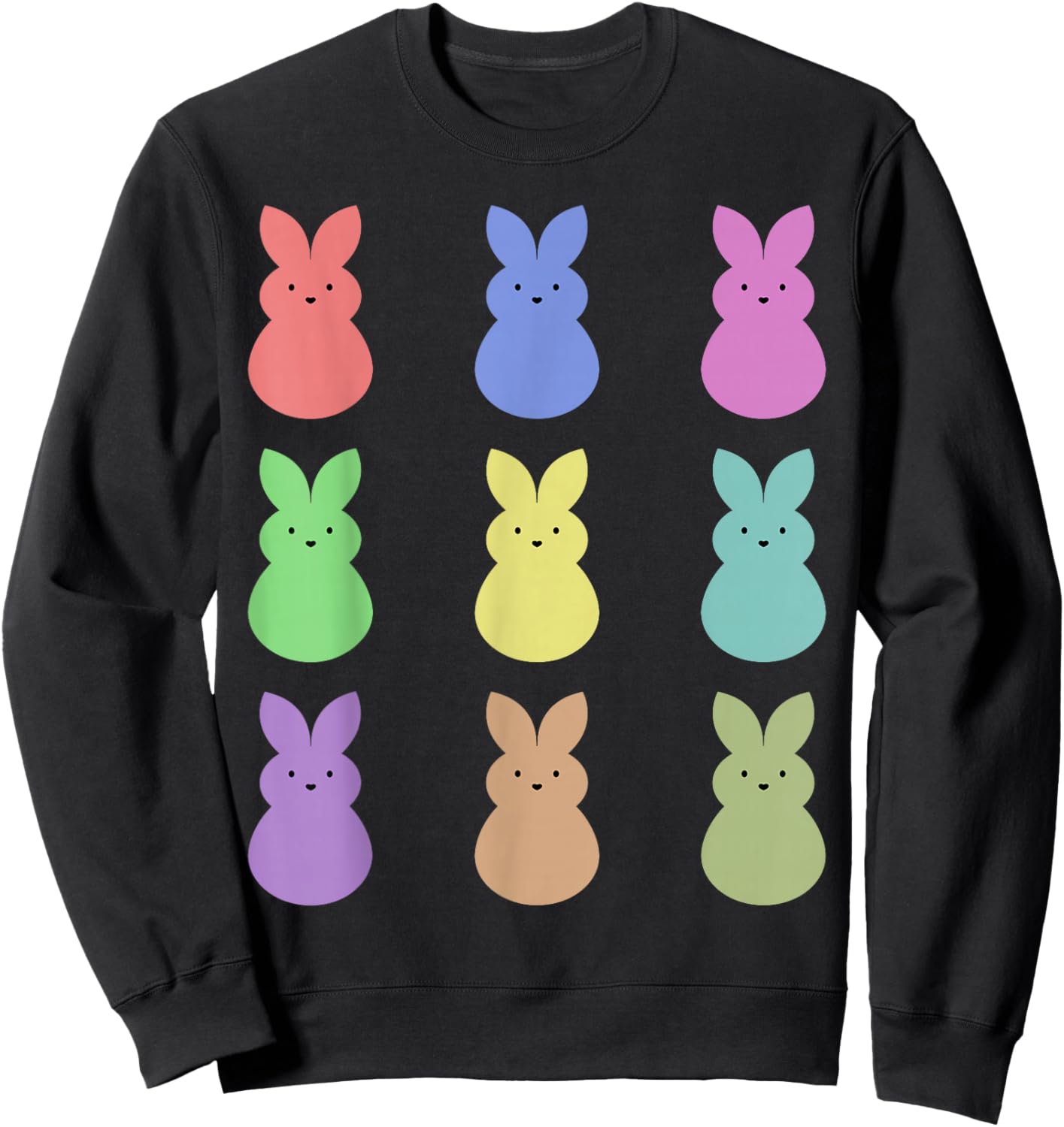 Cute Bunnies Happy Easter Egg Hunt Sweet Colorful Art Sweatshirt - Sweatshirt | Black