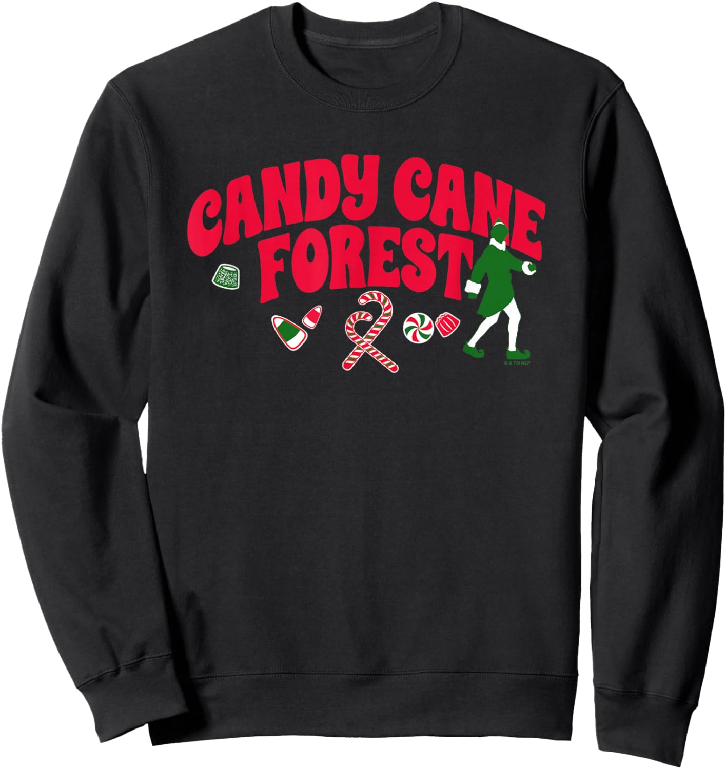 Elf Candy Cane Forest Sweatshirt - Sweatshirt | Black