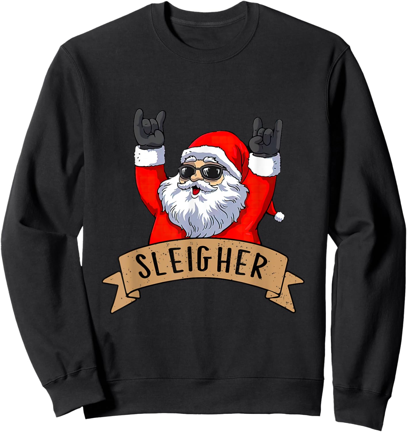 Funny Santa Rocker Christmas Rock Sleigher Men Women Kid Boy Sweatshirt - Sweatshirt | Black