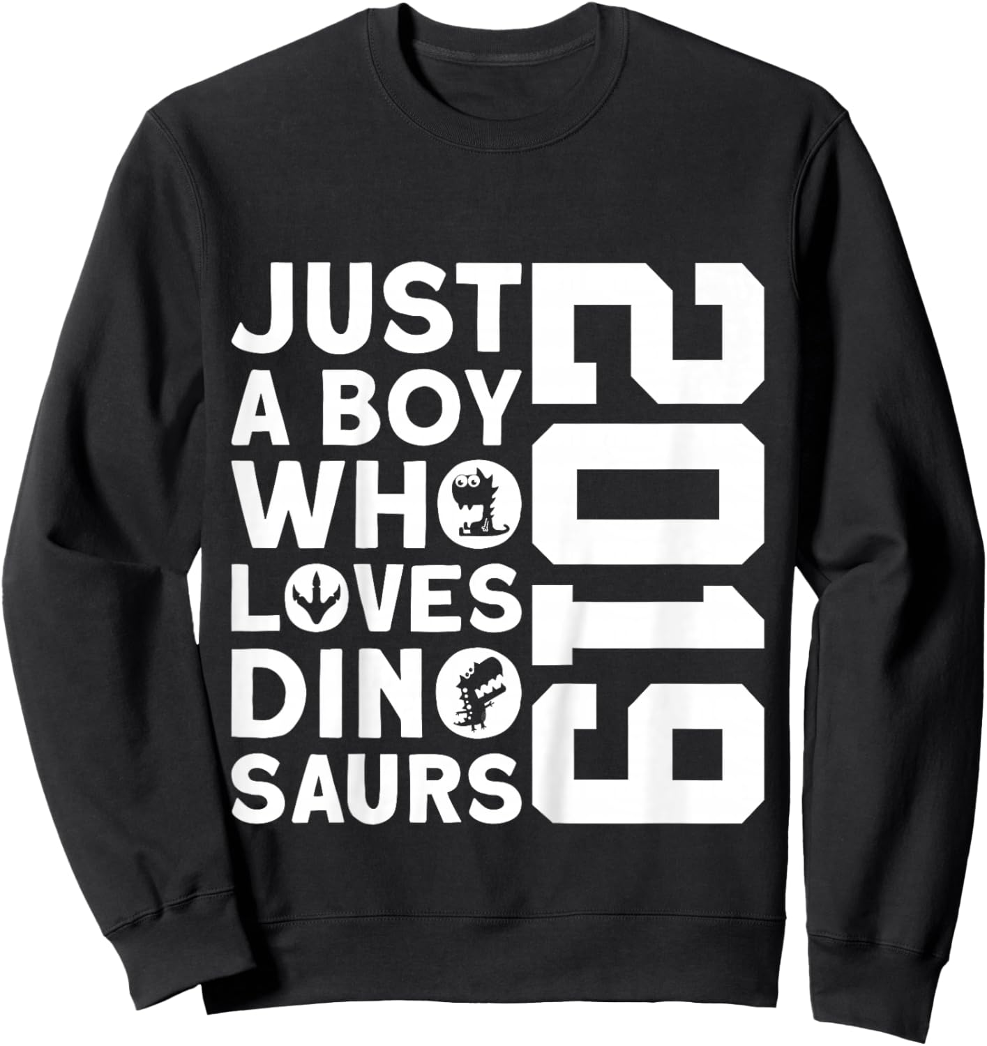 Kids Dino 2019 JUST A BOY WHO Loves Dinosaurs 7TH Birthday Sweatshirt - Sweatshirt | Black