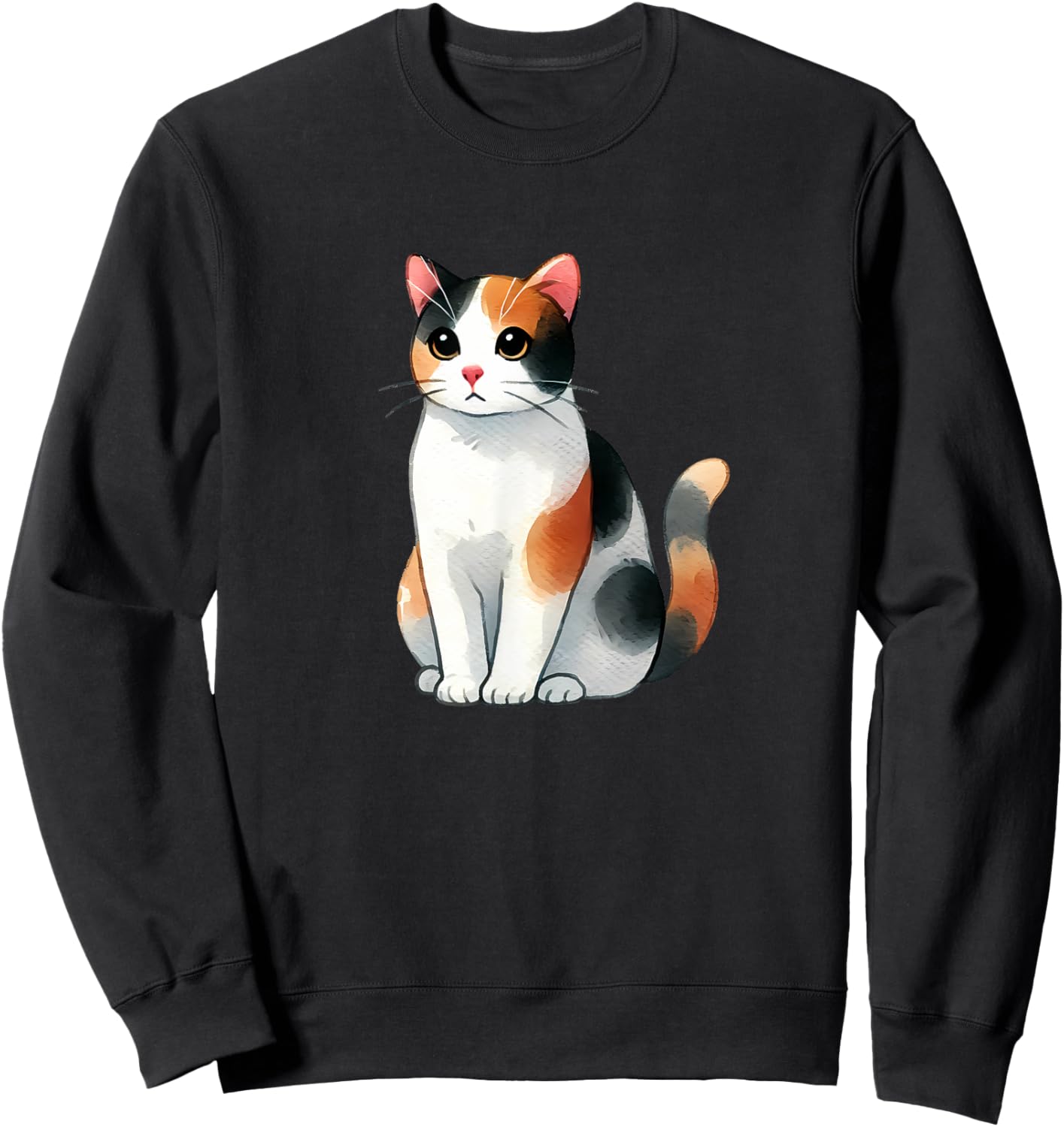 Cute Calico Cat Women Kids Sweatshirt - Sweatshirt | Black