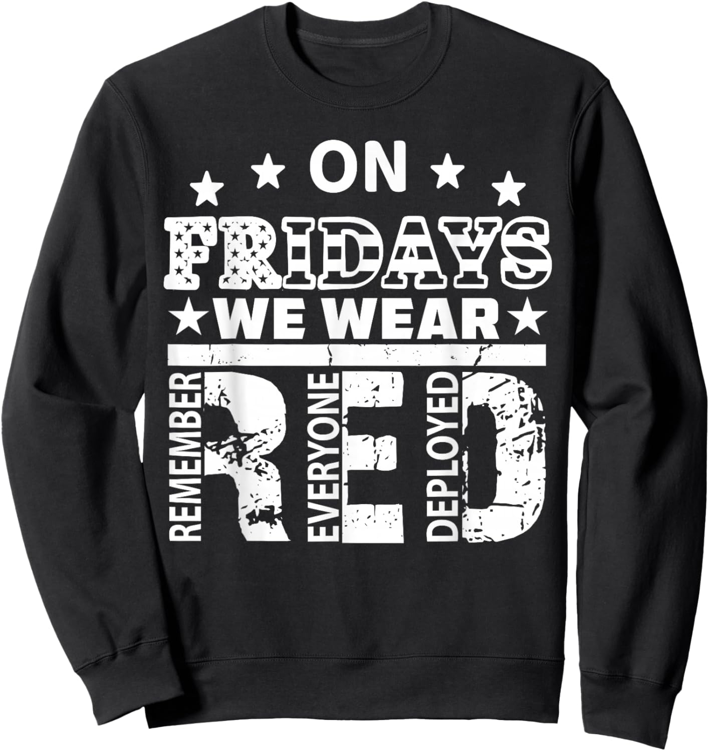 On Friday We Wear Red Military Supportive American Flag Men Sweatshirt - Sweatshirt | Black