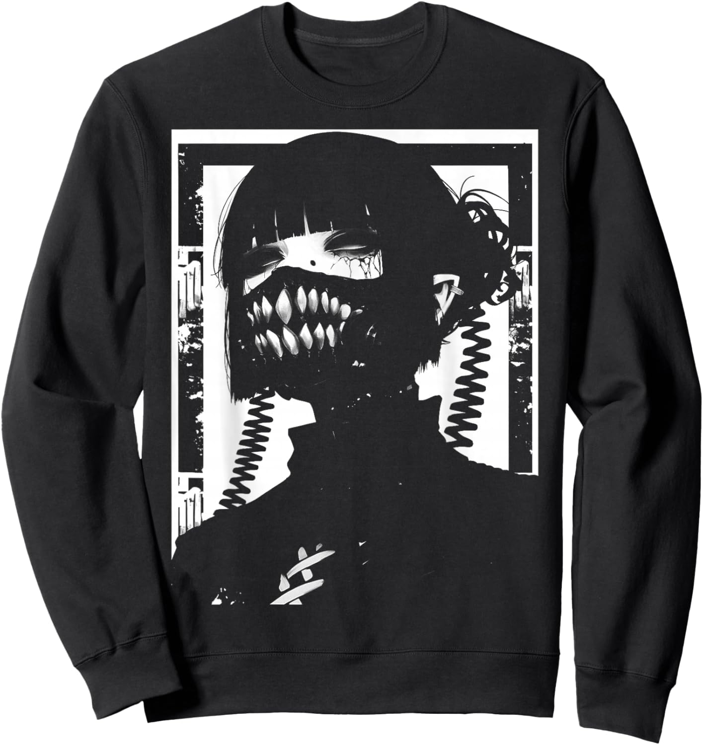 Horror Techwear Ghoul Girl Cybergoth Gothic Anime Manga Sweatshirt - Sweatshirt | Black