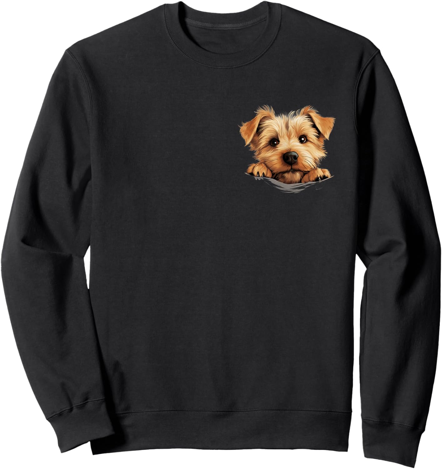 Norfolk Terrier Dog Mom Dad Peeking Puppy Sweatshirt - Sweatshirt | Black