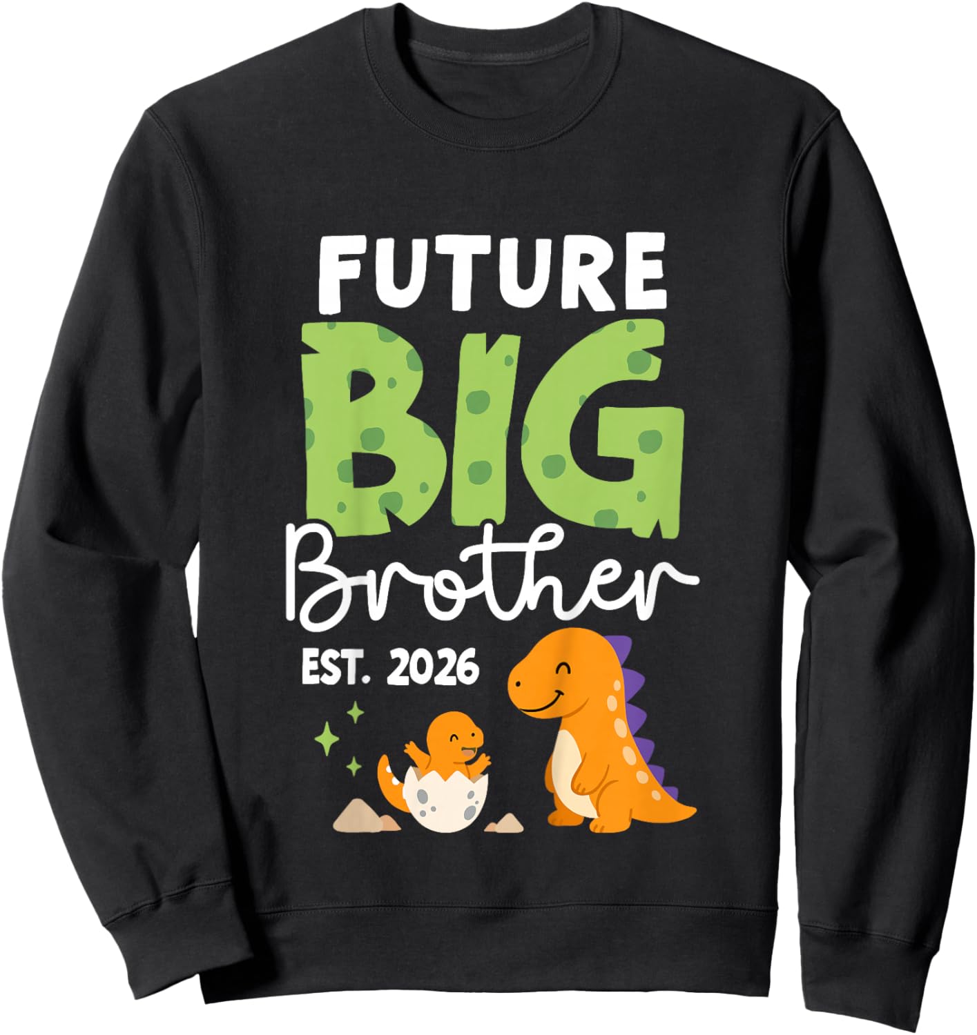 Kids Future Big Brother 2026 Dinosaur 2nd Pregnancy Announcement Sweatshirt - Sweatshirt | Black