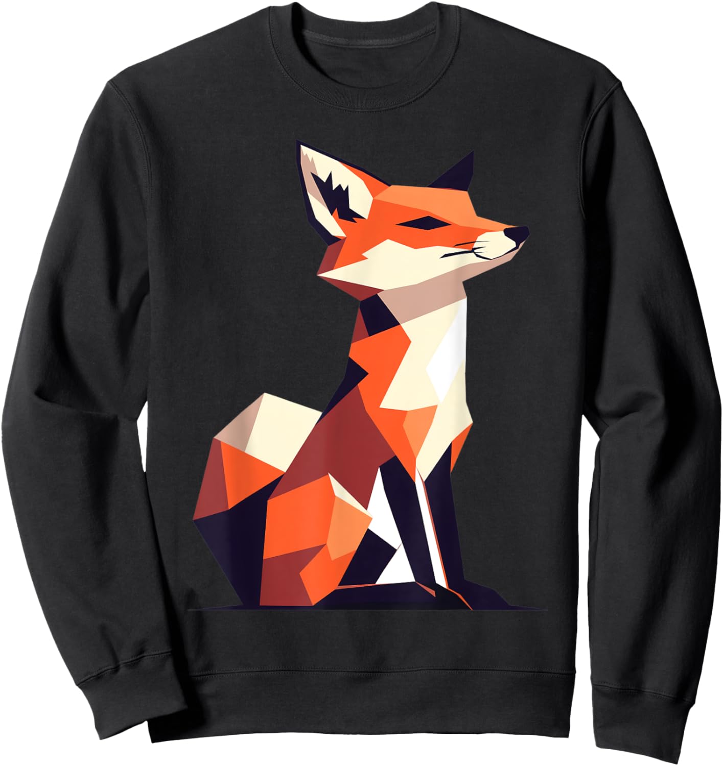 Geometric Fox Animal Forest Nature Wildlife Men Women Kids Sweatshirt - Sweatshirt | Black