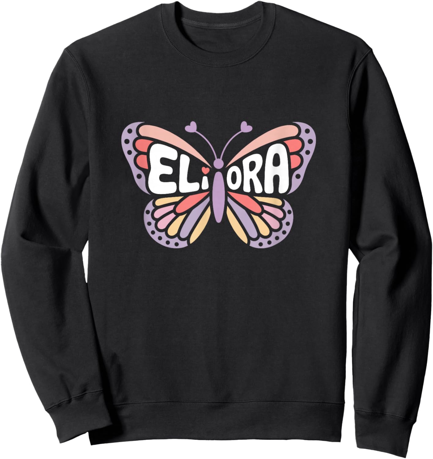 Eliora Butterfly - Personalized Cute Name Word Art Sweatshirt - Sweatshirt | Black