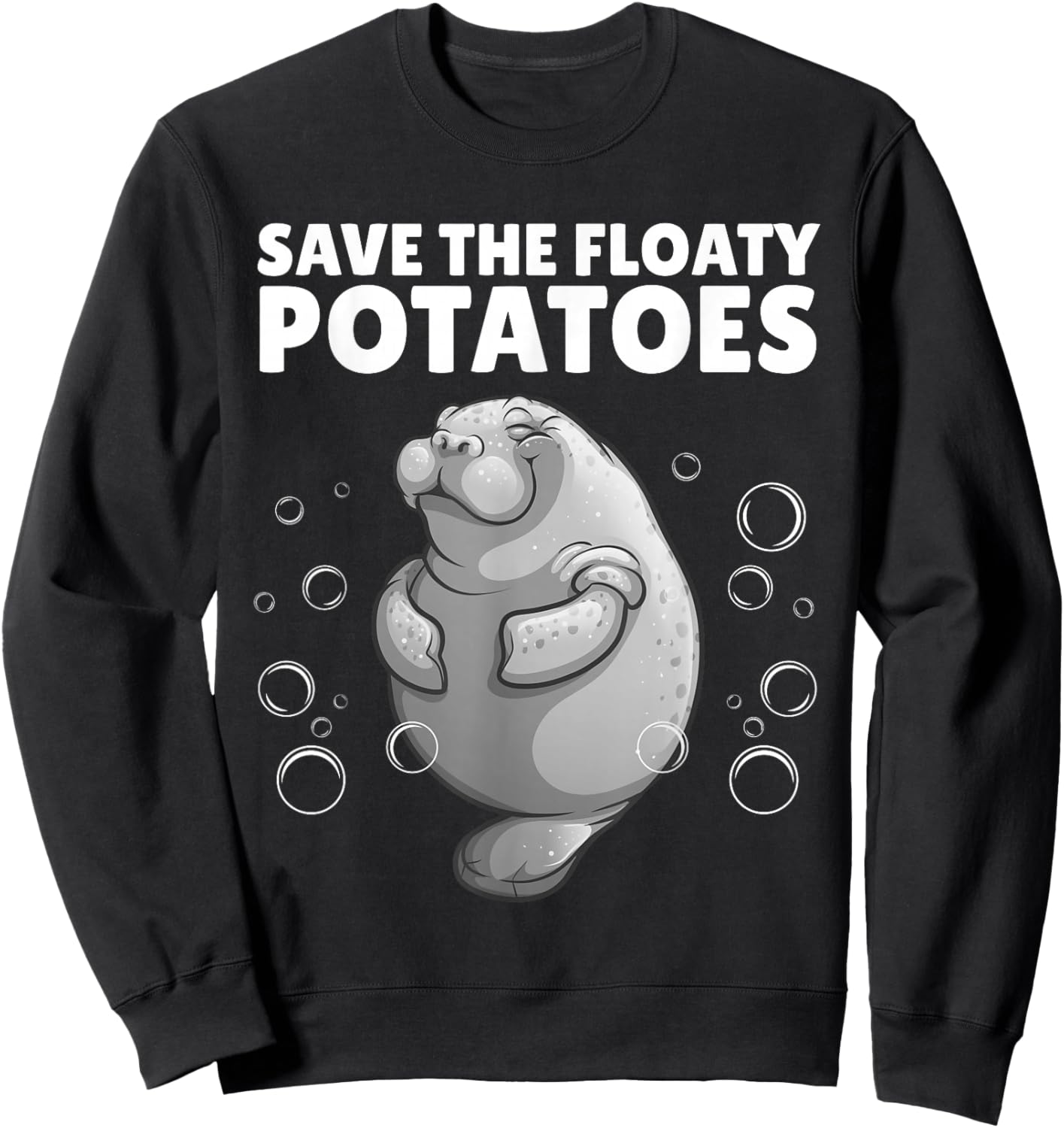 Cool Manatee Design Women Kids Sea Cow Manatee Lover Sweatshirt - Sweatshirt | Black
