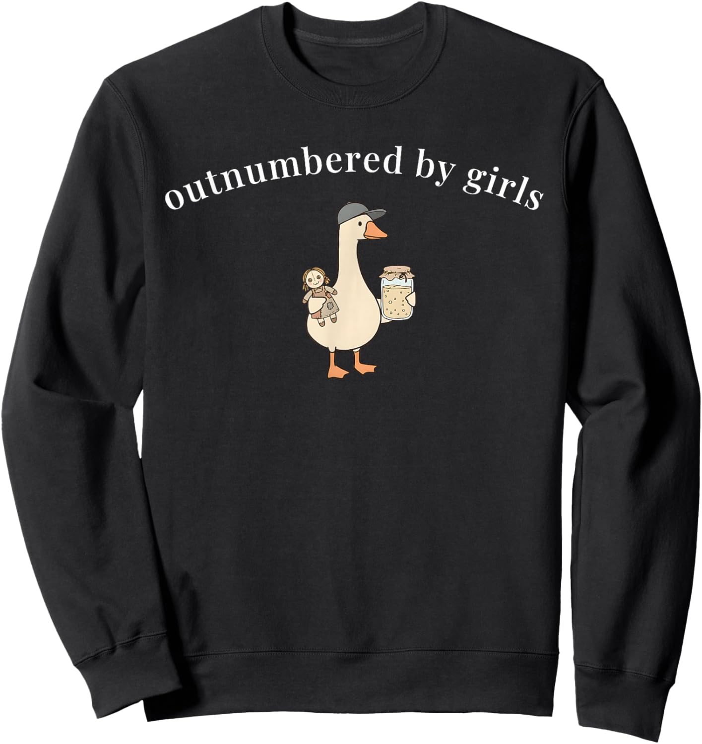 Outnumbered By Girls Funny Dad Family Humor Sweatshirt - Sweatshirt | Black