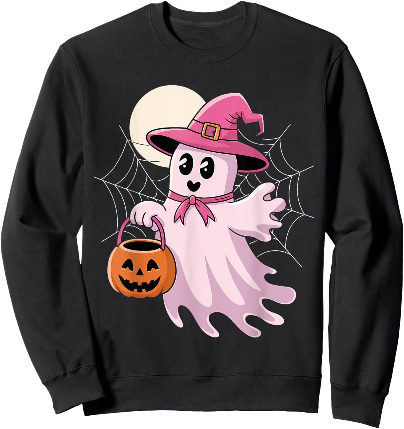 Halloween Pink Ghost Sweatshirt - Sweatshirt | Black