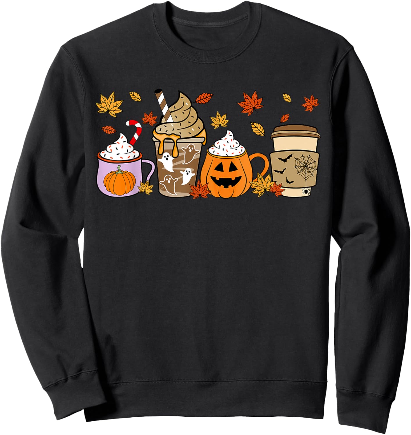 Halloween Coffee Pumpkin Latte Spice Costume Men Women Kids Sweatshirt - Sweatshirt | Black