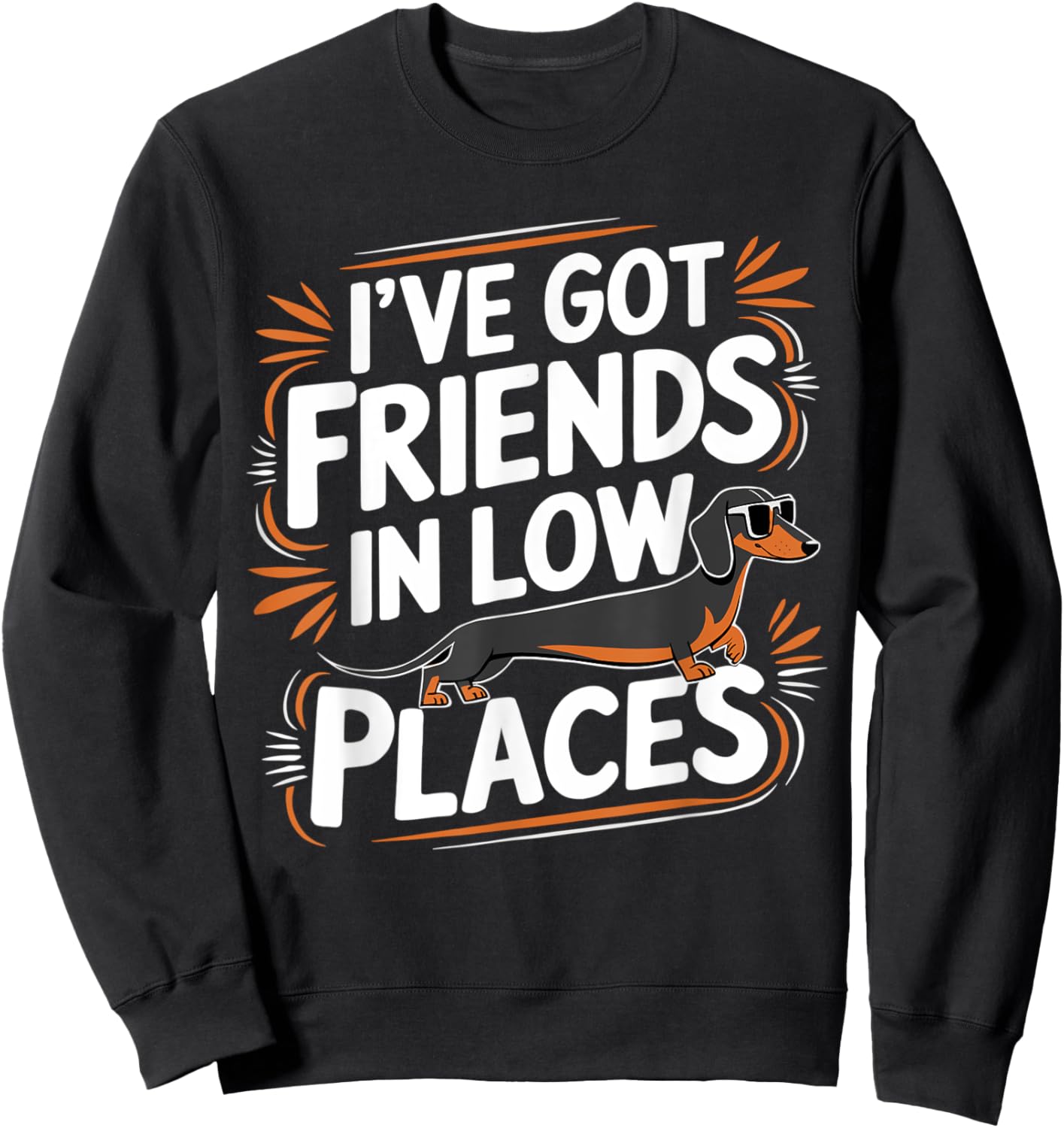 I've Got Friends In Low Places Funny Wiener Dachshund Dog Sweatshirt - Sweatshirt | Black