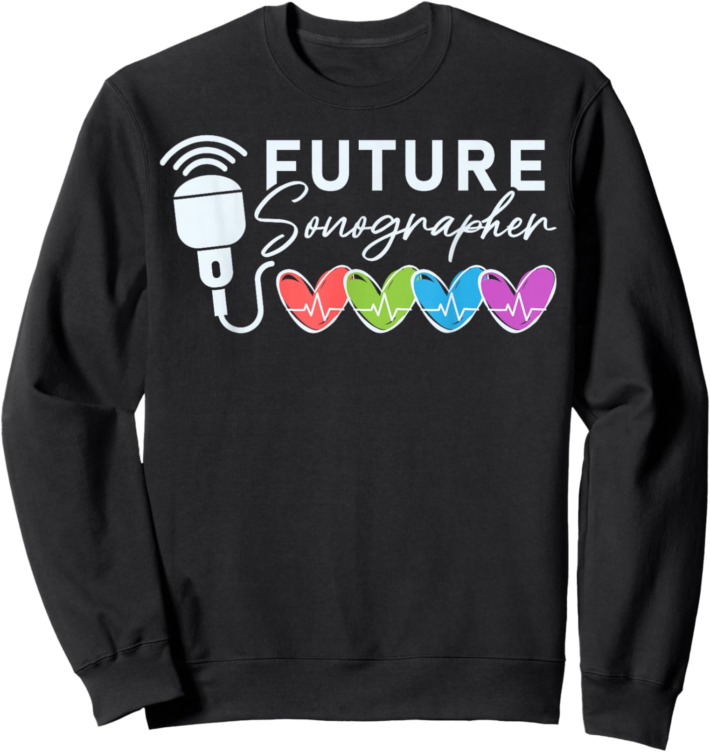 Future Sonographer Heart Sonography Graduation Sweatshirt - Sweatshirt | Black