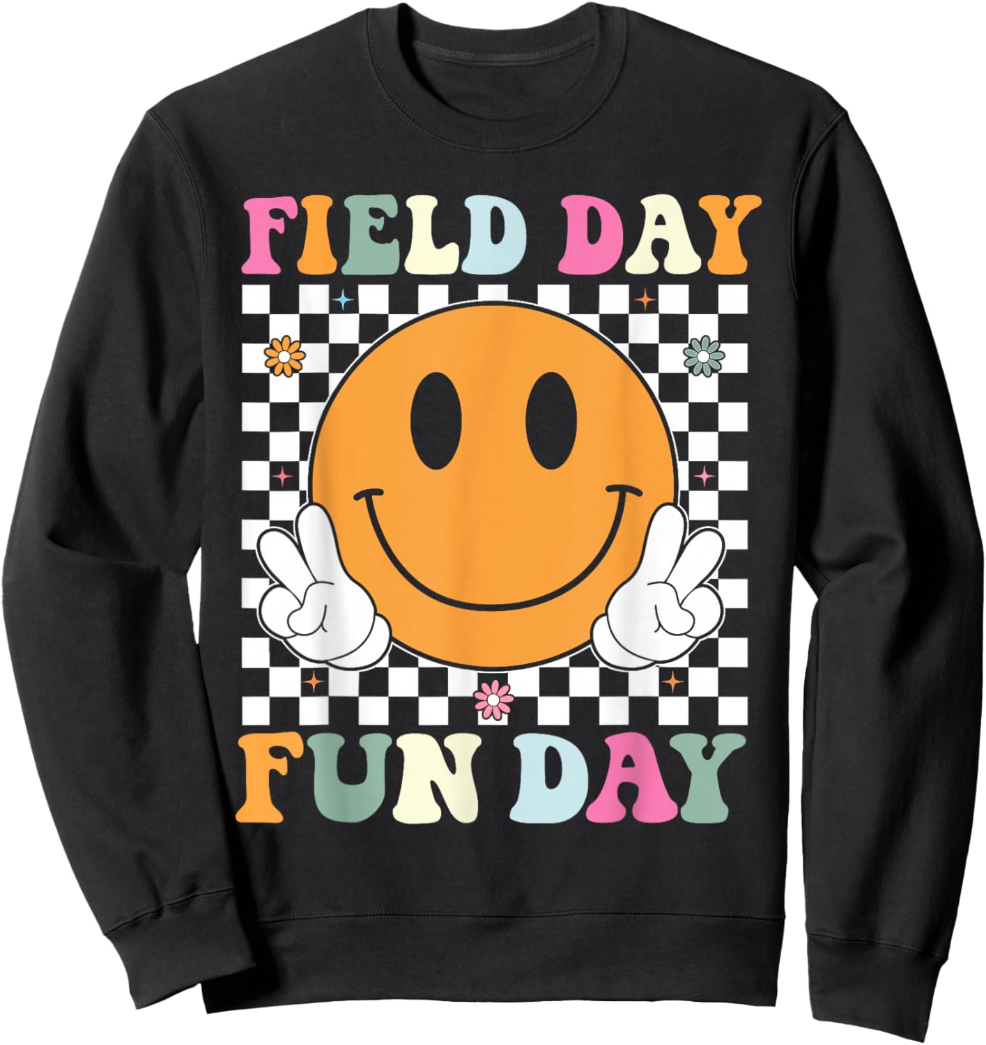 Groovy Field Day Fun Day Retro Field Day 2026 Teacher Kids Sweatshirt - Sweatshirt | Black