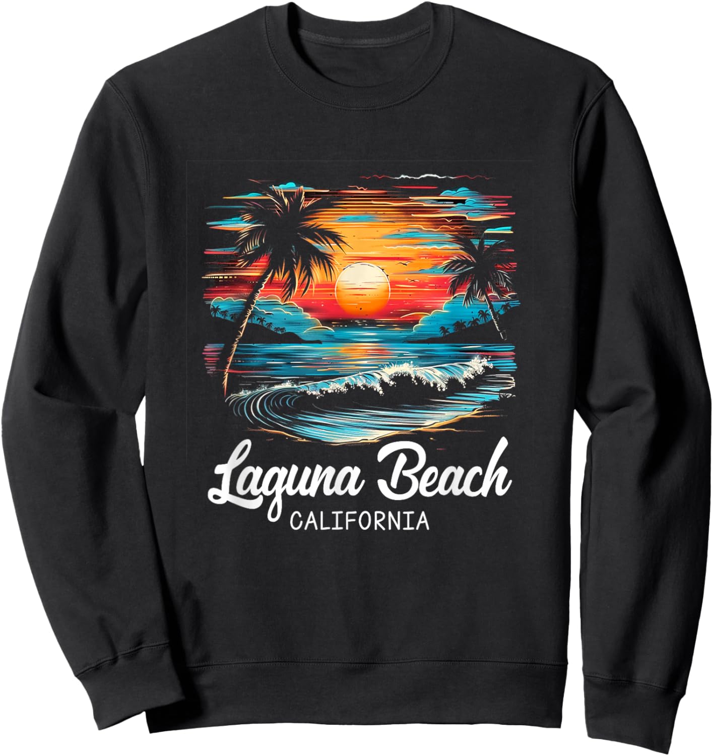 Family Vacation Retro Sunset California Laguna Beach Sweatshirt - Sweatshirt | Black