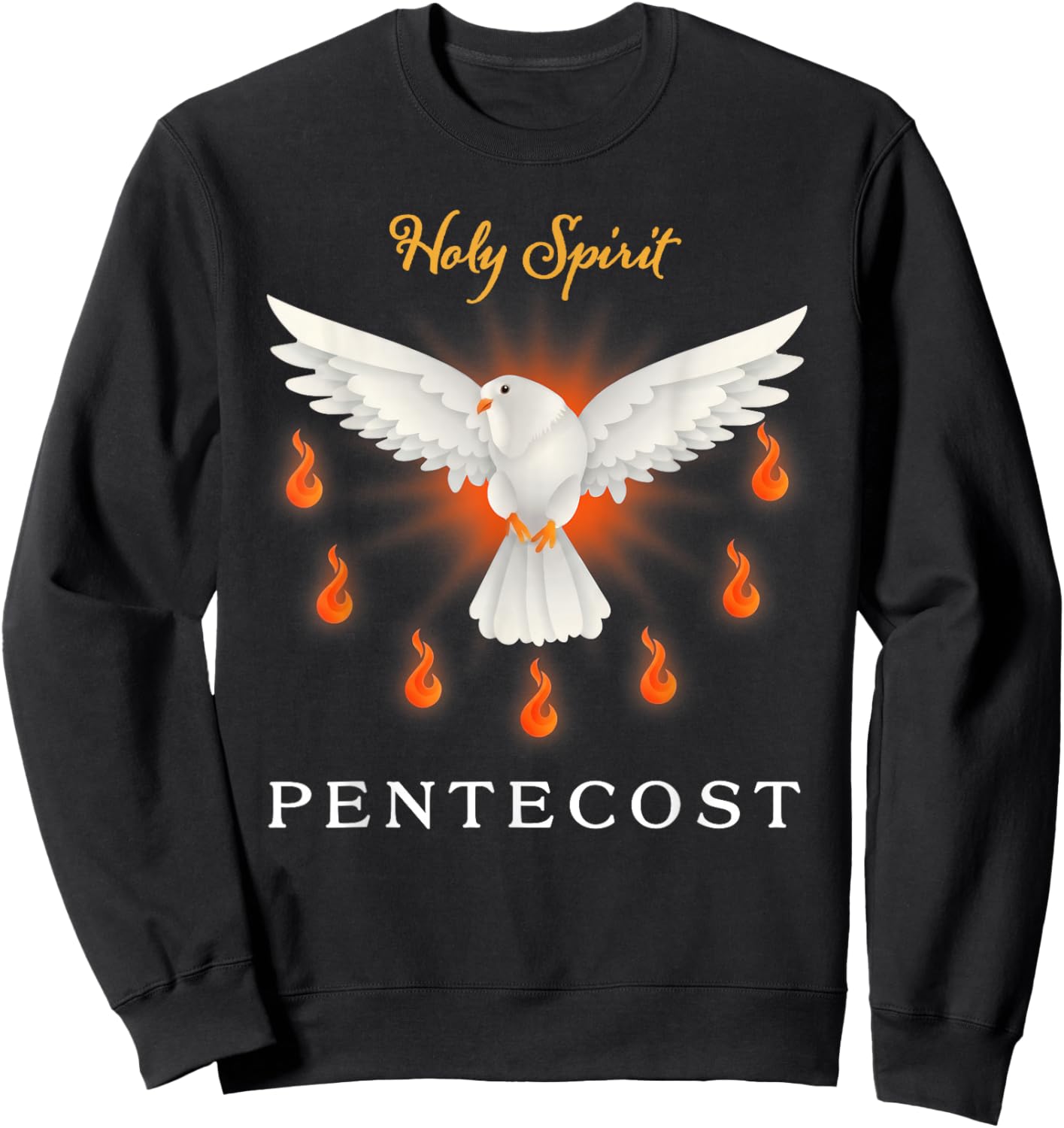 Pentecost Doves Fire Flame Holy Spirit Christian Men Women Sweatshirt - Sweatshirt | Black