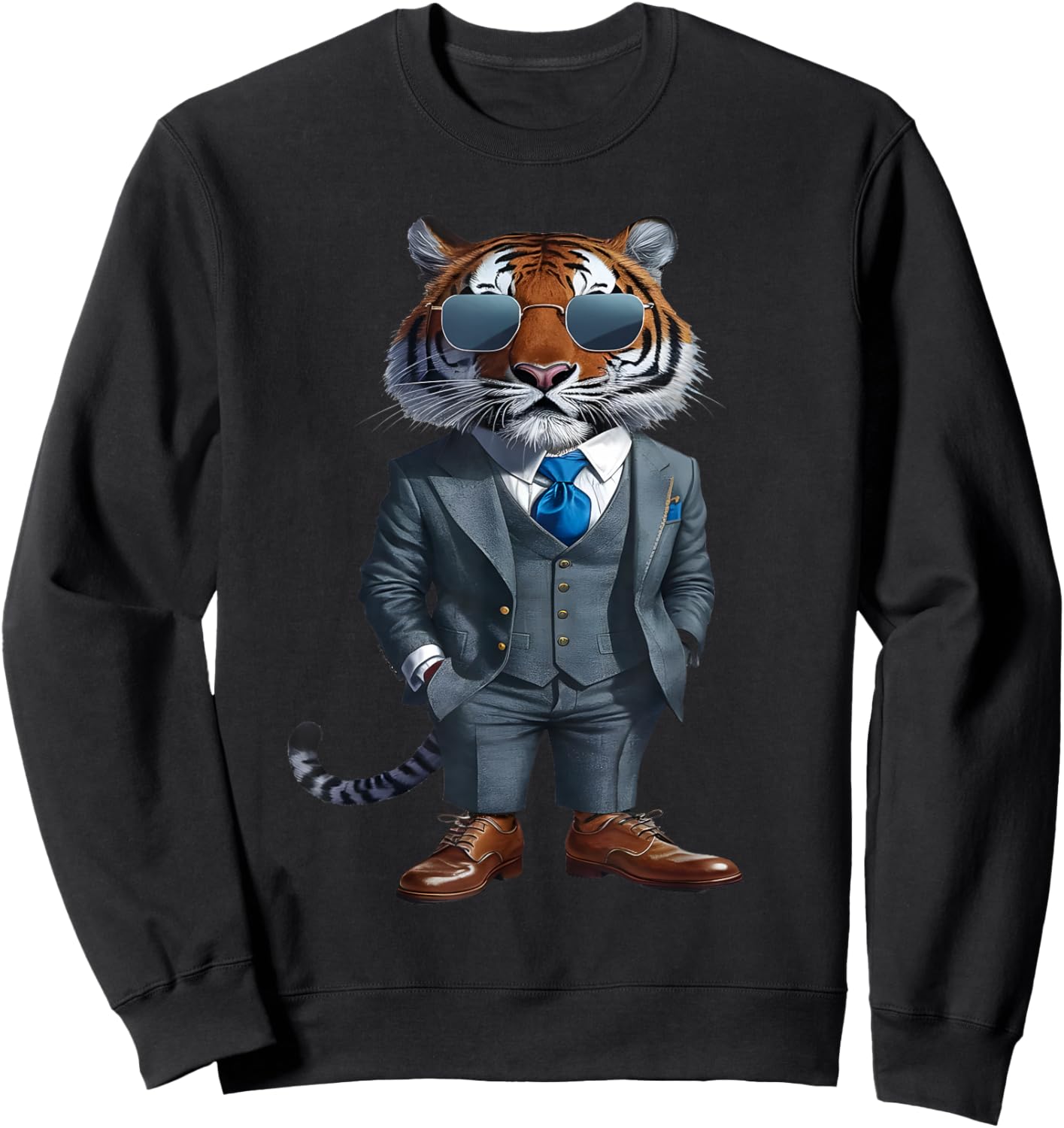 Tiger Men Woman Tiger In Suit Tiger Sweatshirt - Sweatshirt | Black