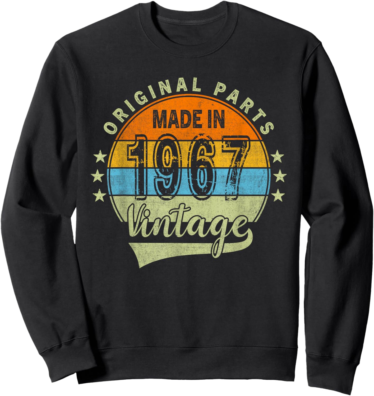 original parts 1967 born vintage 57 year old birthday Retro Sweatshirt - Sweatshirt | Black