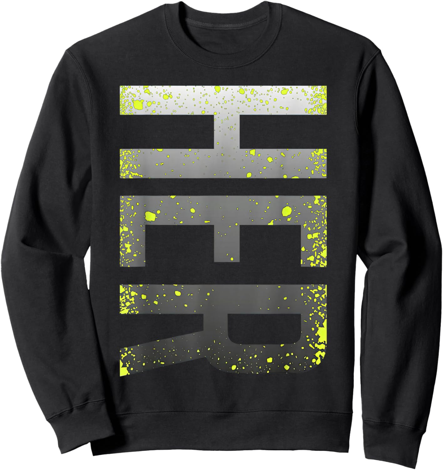 Neon Yellow Black Cool Grey Graphic Match Sweatshirt - Sweatshirt | Black