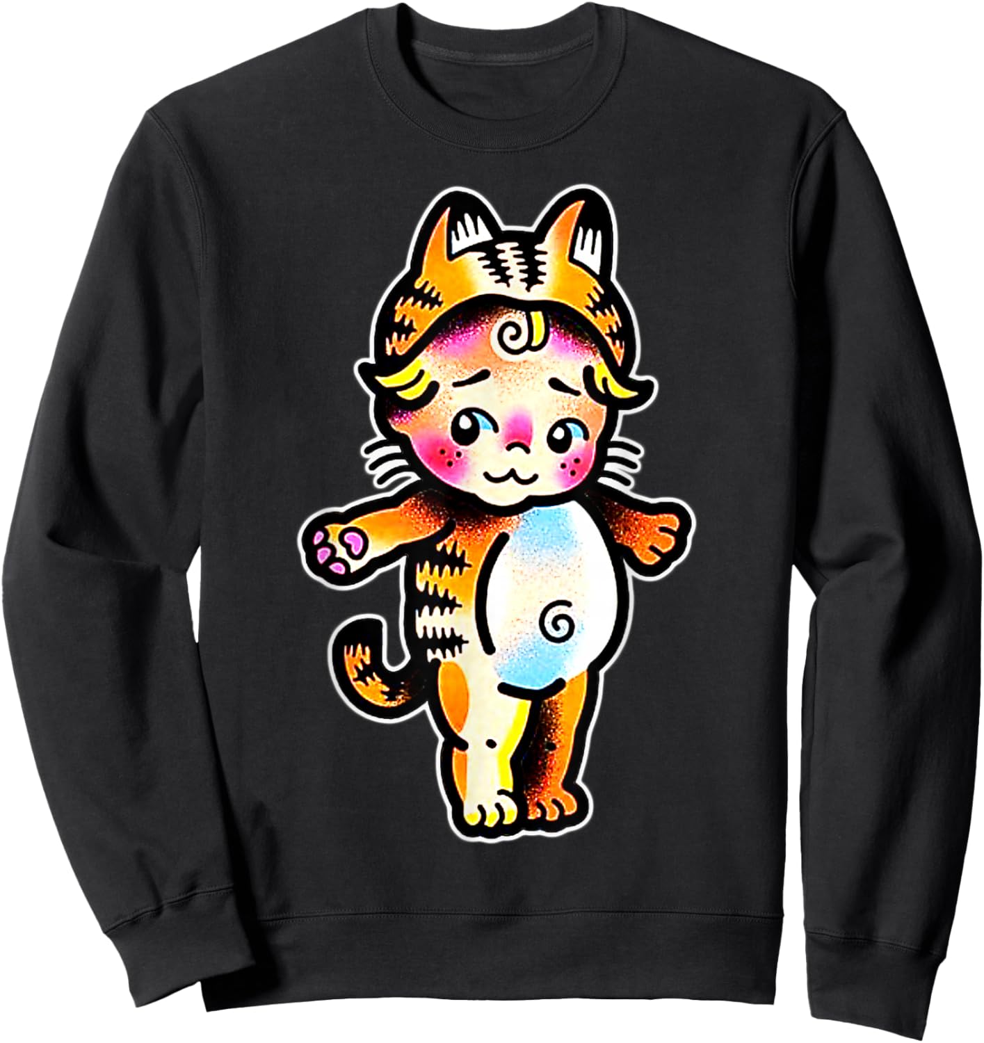 Kewpie Baby Tiger Cat Sweatshirt - Sweatshirt | Black