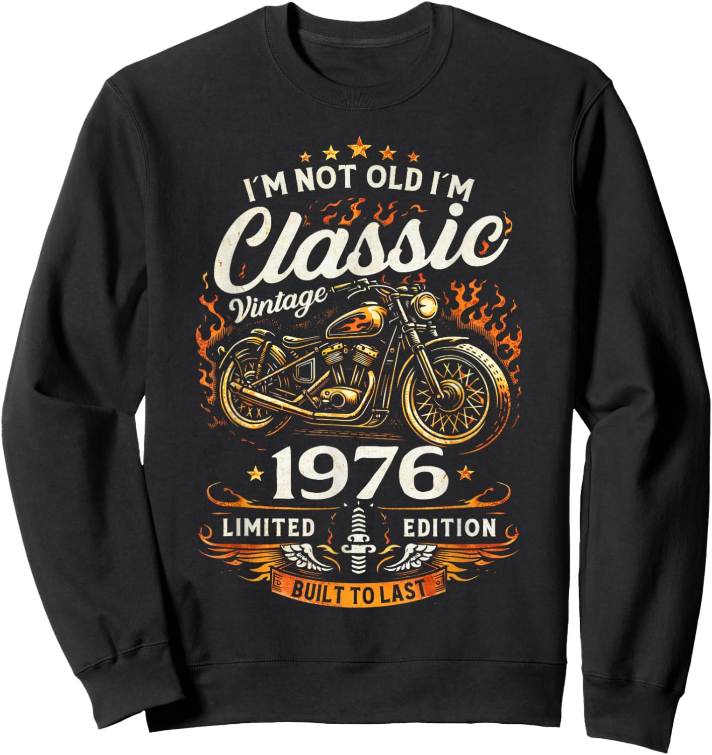50 Ans Anniversaire Homme Moto Motard Biker 1976 Sweatshirt - Sweatshirt | Black