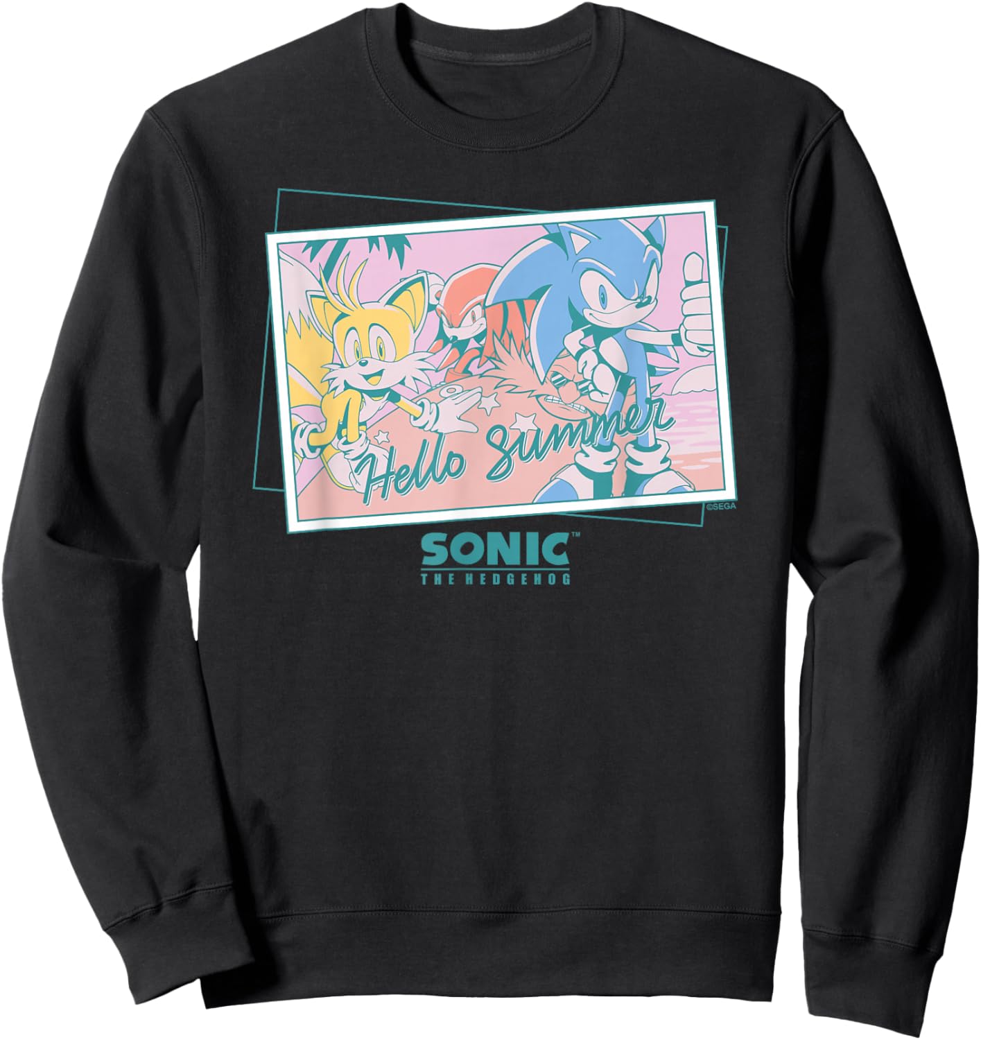 Sonic The Hedgehog - Hello Summer Sonic, Tails, Knuckles Sweatshirt - Sweatshirt | Black