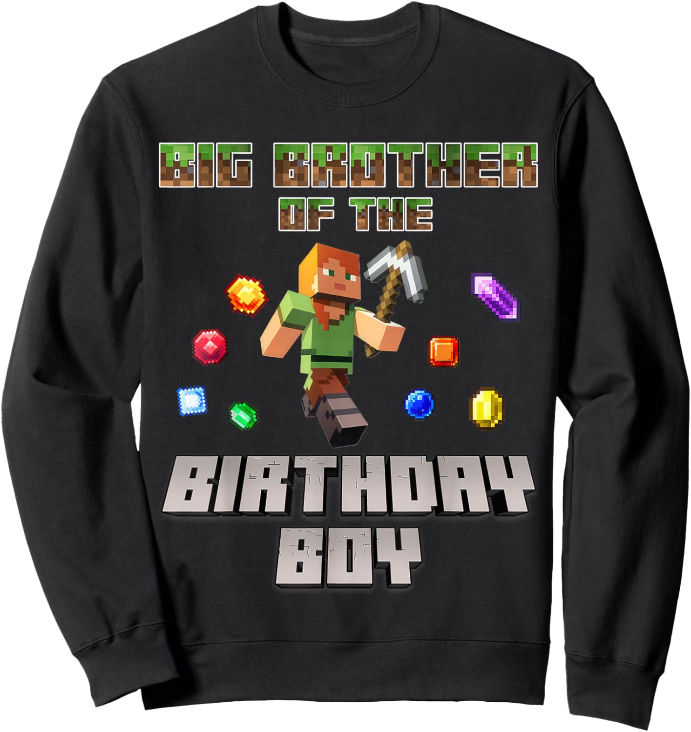 Big Brother Of The Birthday Boy Video Gamer Pixel Number Sweatshirt - Sweatshirt | Black