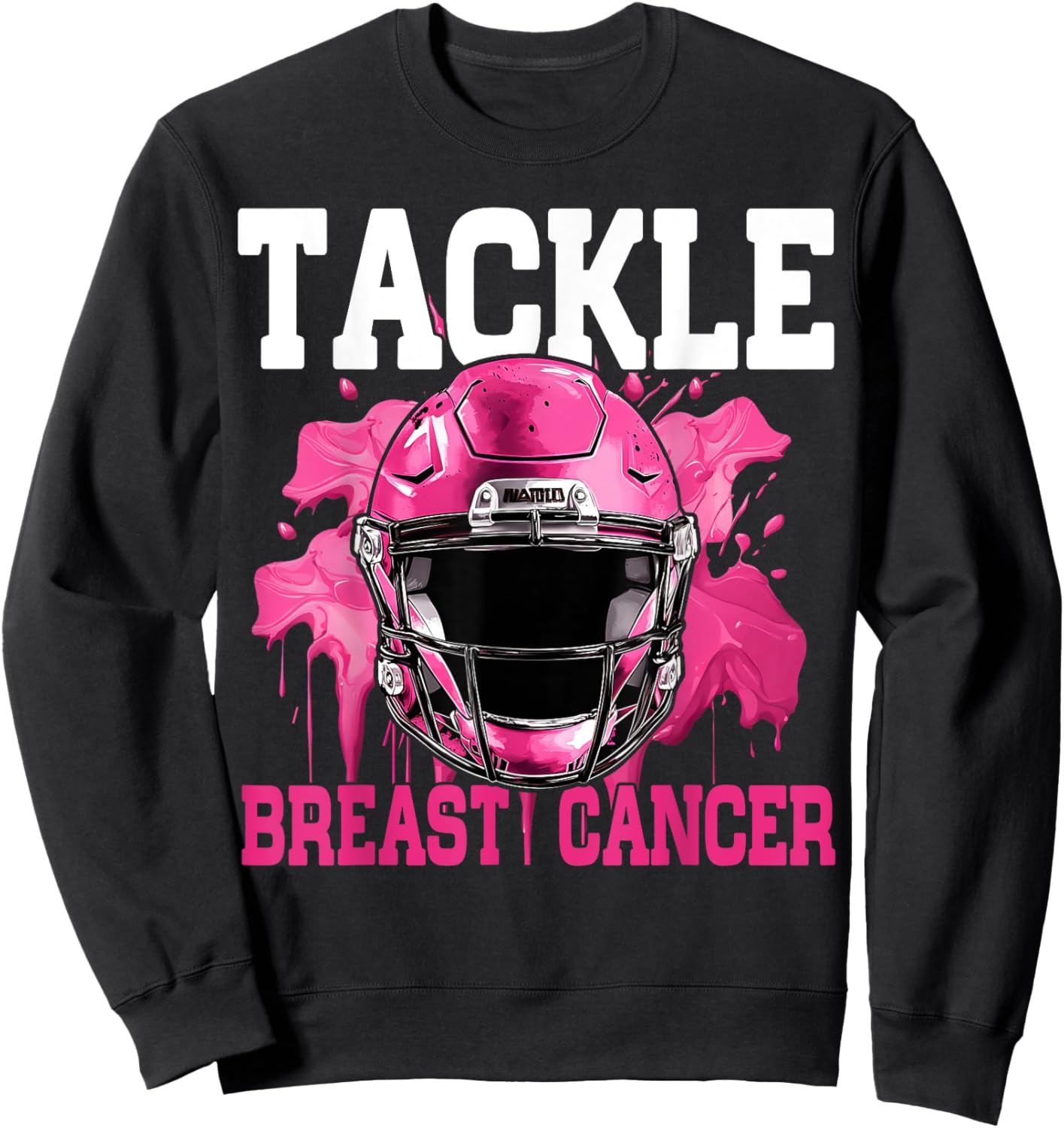 Tackle Football Breast Cancer Awareness Pink Ribbon Boys Kid Sweatshirt - Sweatshirt | Black