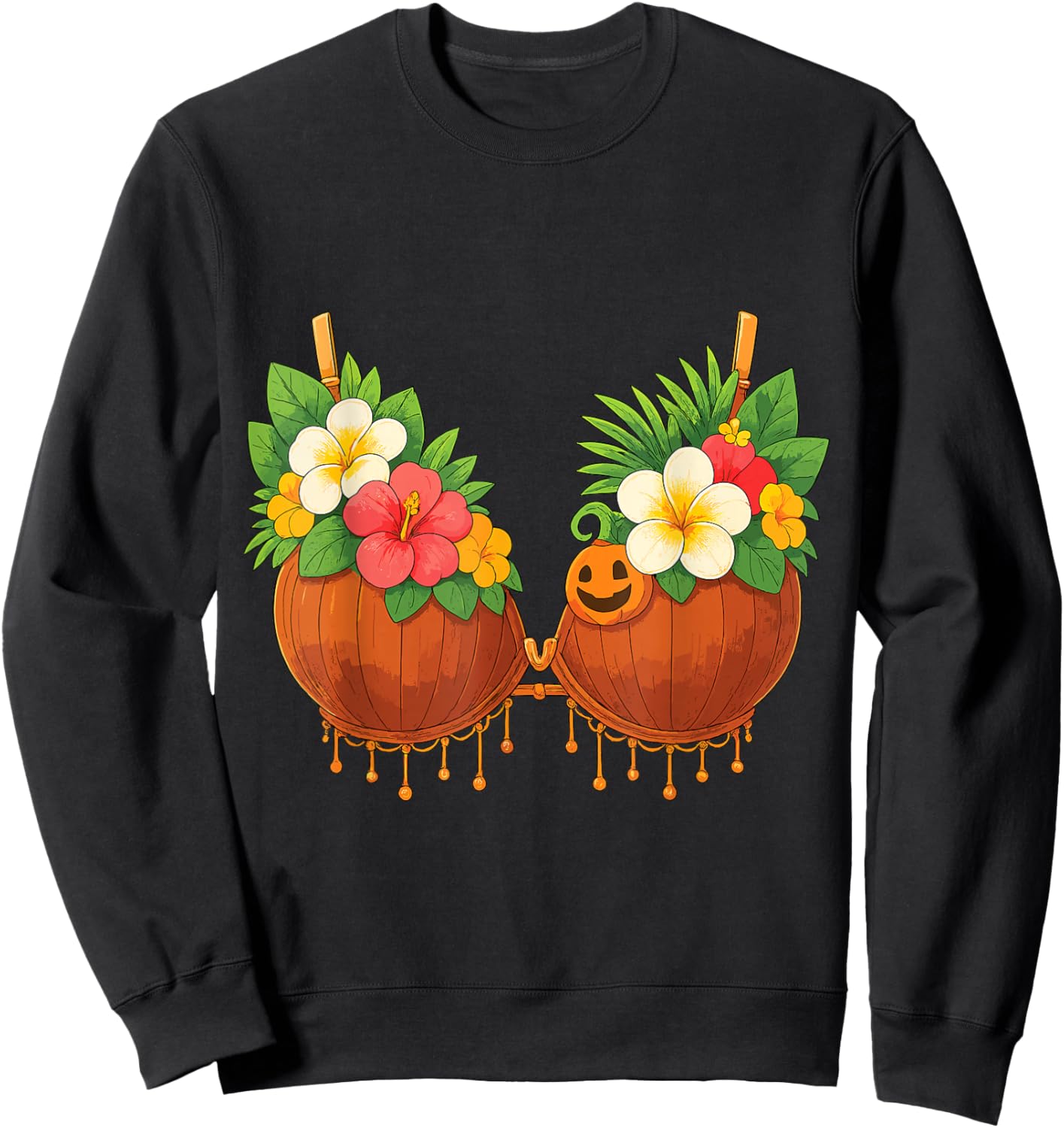 Coconut Bra DIY Hawaiian Costume Funny Summer Shirt Sweatshirt - Sweatshirt | Black