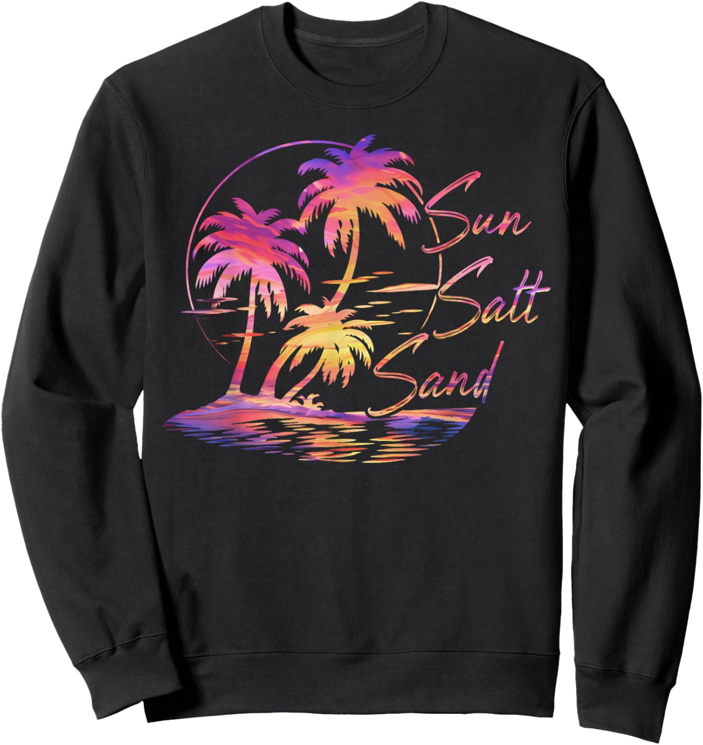 Sun Salt Sand Hawaii Beach Summer Vacation Black Minimalist Sweatshirt - Sweatshirt | Black