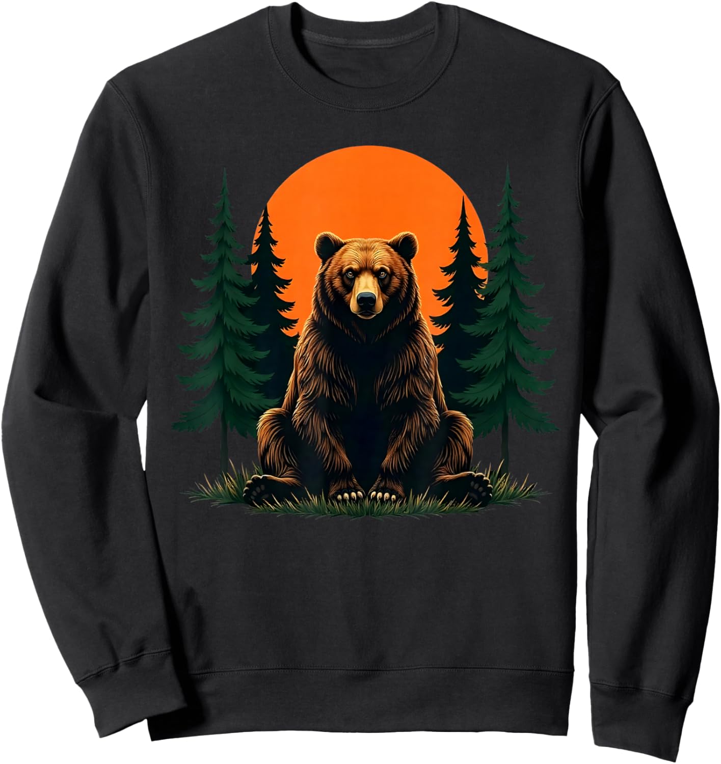 Retro Wildlife Forest Bear Outdoors Nature Sweatshirt - Sweatshirt | Black