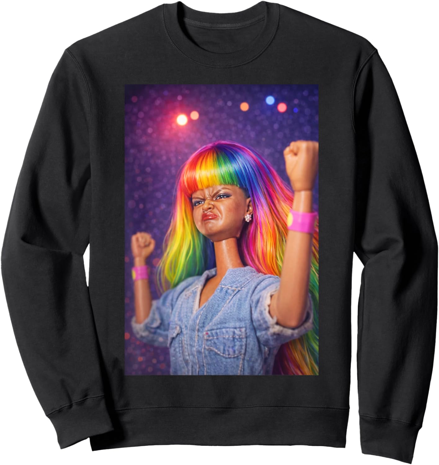 Funny Doll Party Meme Doll Face Meme Sweatshirt - Sweatshirt | Black