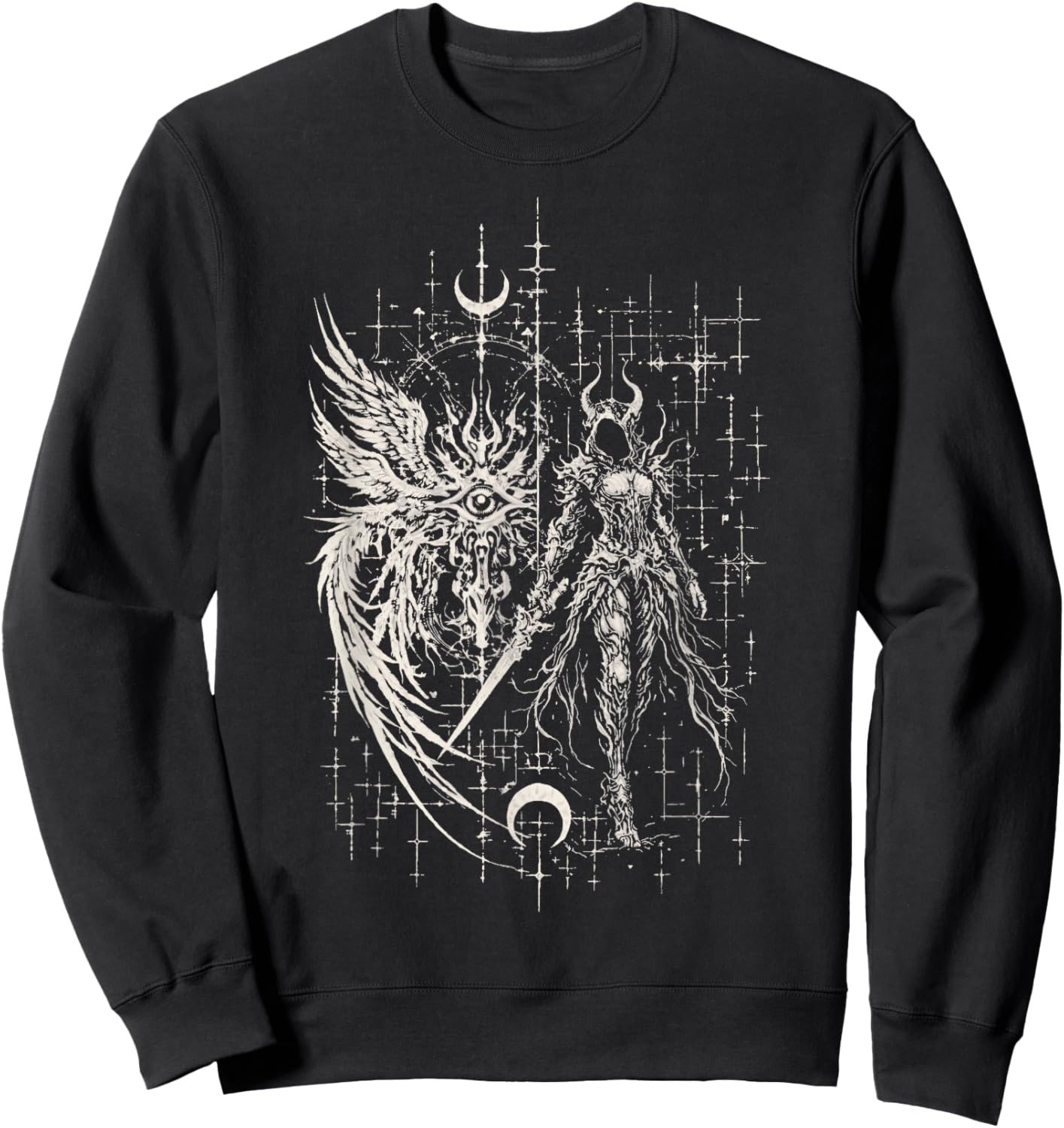Seraphim Goth Grunge Y2K Eye Cybersigil Angel Alt Aesthetic Sweatshirt - Sweatshirt | Black