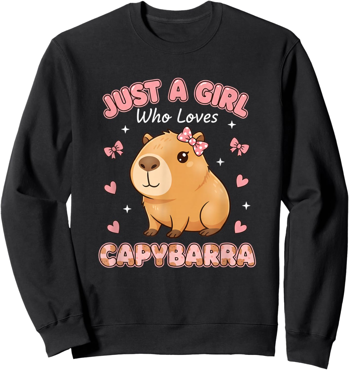 Just A Girl Who Loves Capybarra Kids Cute Capybara Cartoon Sweatshirt - Sweatshirt | Black