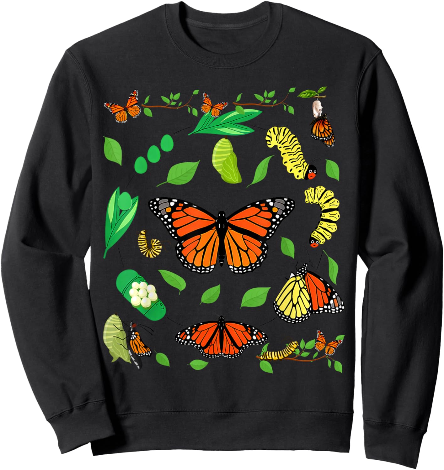 Butterfly Caterpillar Cocoon Development Summer Sweatshirt - Sweatshirt | Black