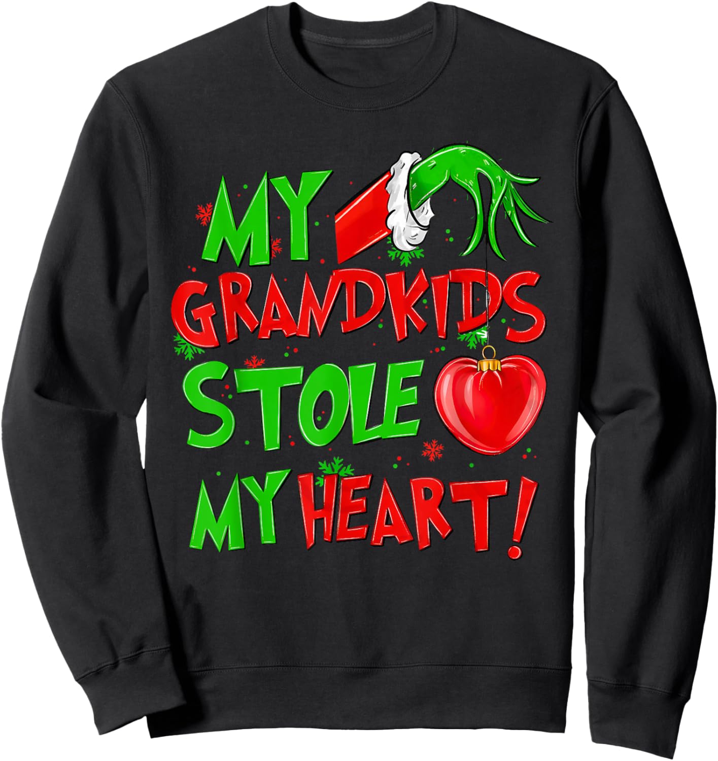 My Grandkids Stole My Heart Christmas Xmas Pajamas Family Sweatshirt - Sweatshirt | Black