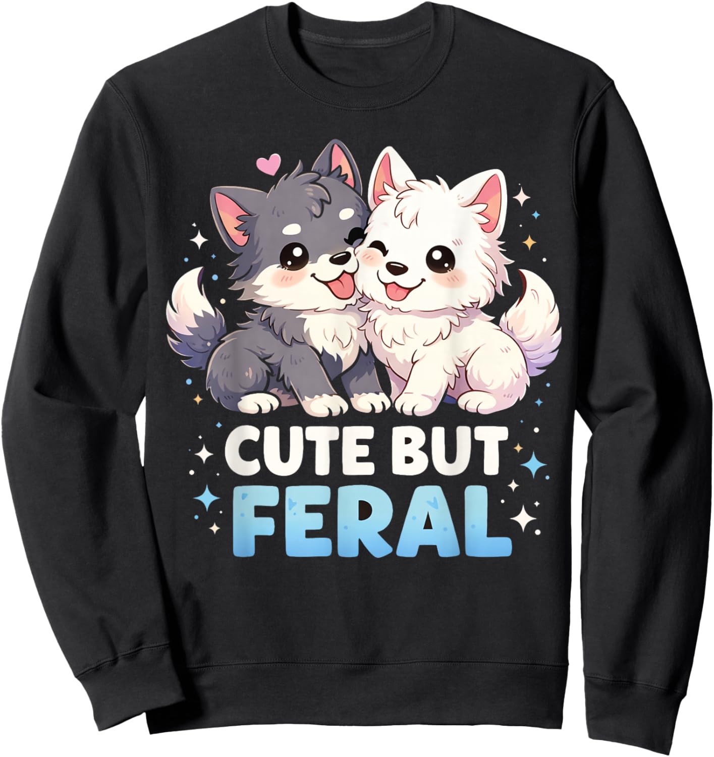 Adorable Loup Kawaii Anime, fête Amusante de Loups Sweatshirt - Sweatshirt | Black