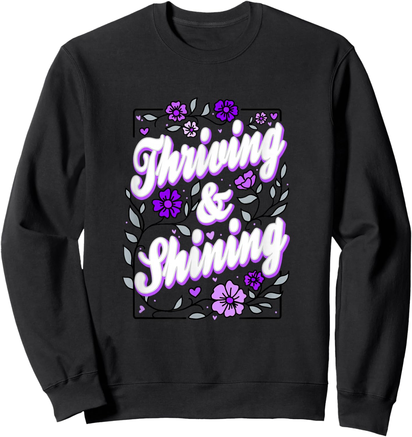 Purple Color Thriving Shining Purple Graphic Sweatshirt - Sweatshirt | Black