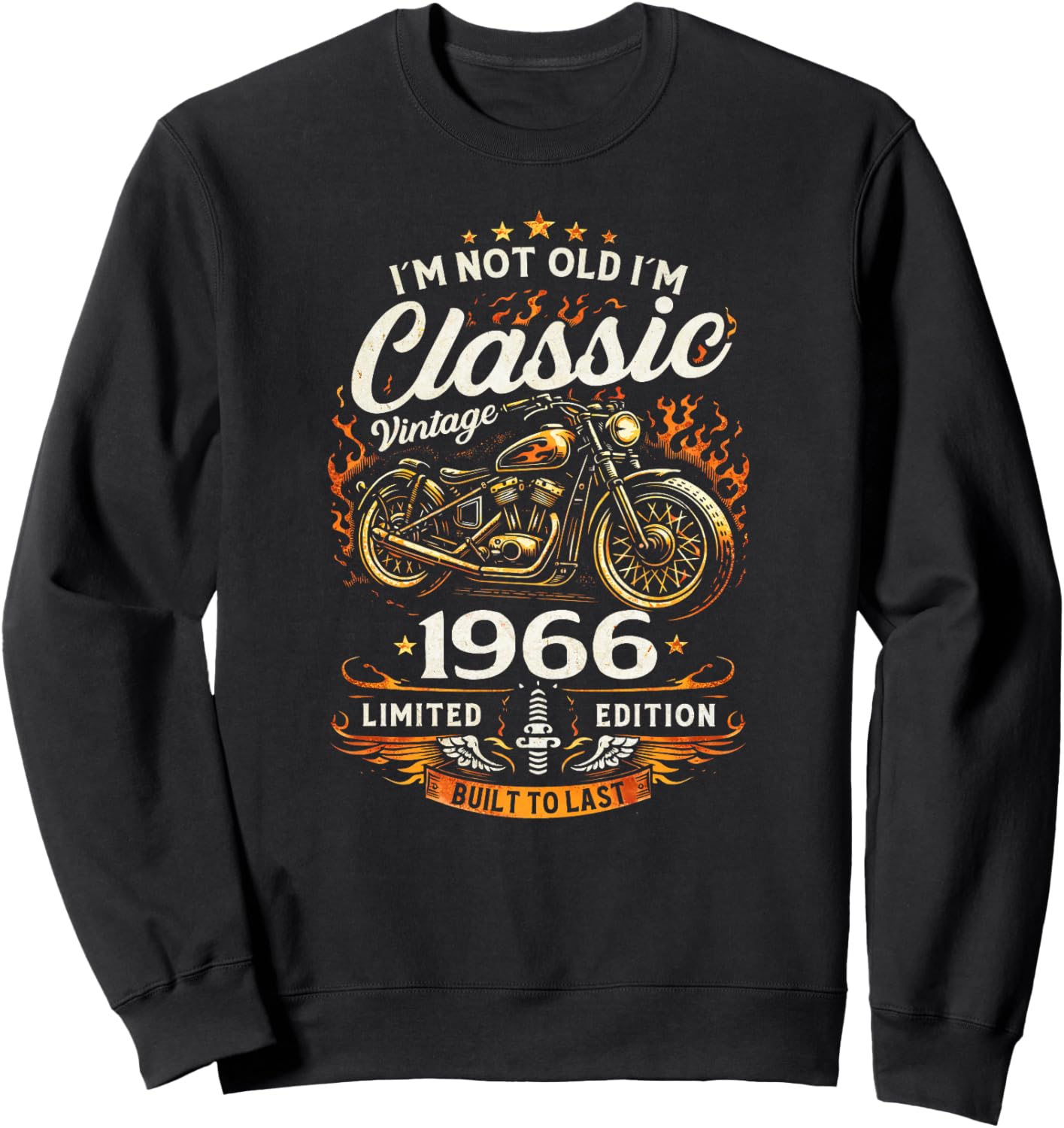 60 Ans Anniversaire Homme Moto Motard Biker 1966 Haut de Gamme Sweatshirt - Sweatshirt | Black