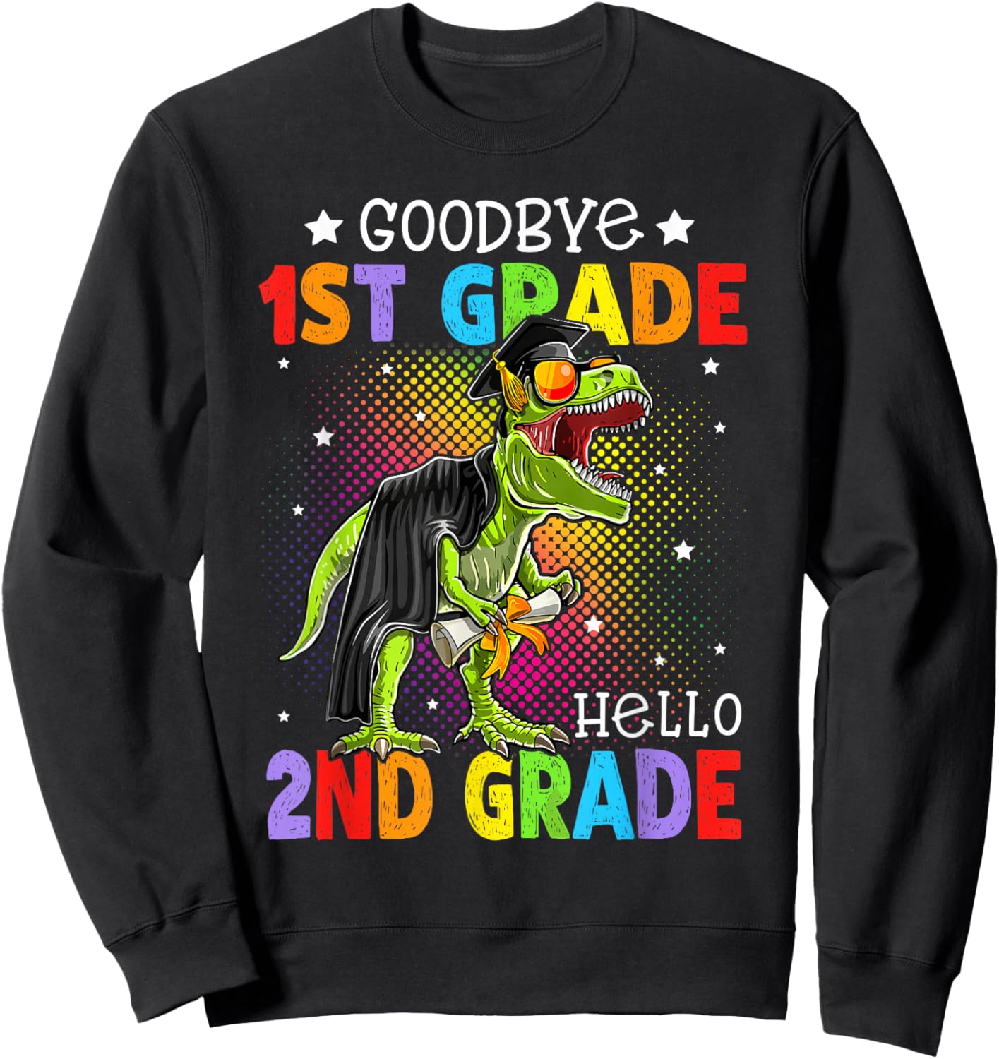 1st Grade Graduation Hello 2nd Grade T-Rex Dino Boys Kids Sweatshirt - Sweatshirt | Black