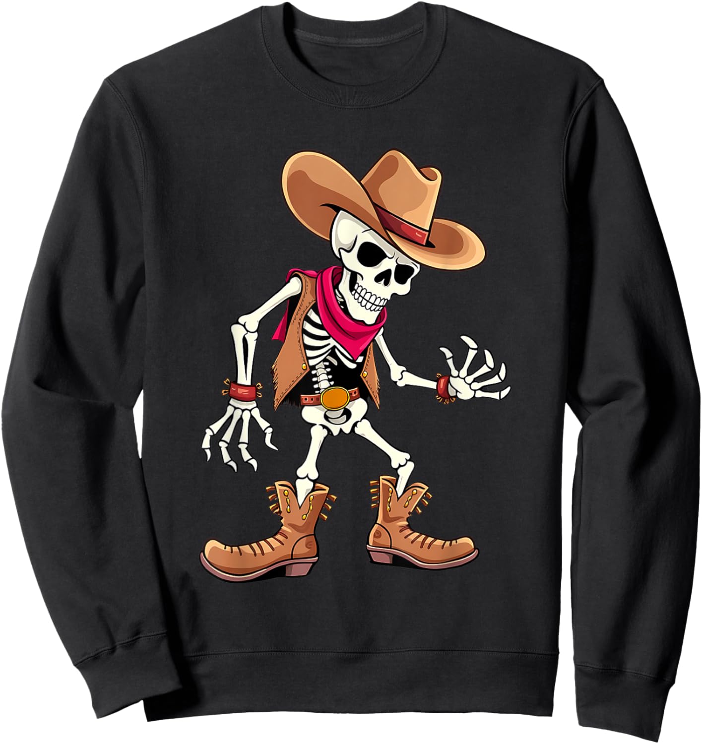 Dabbing Skeleton Cowboy Halloween Costume kids boys men Sweatshirt - Sweatshirt | Black